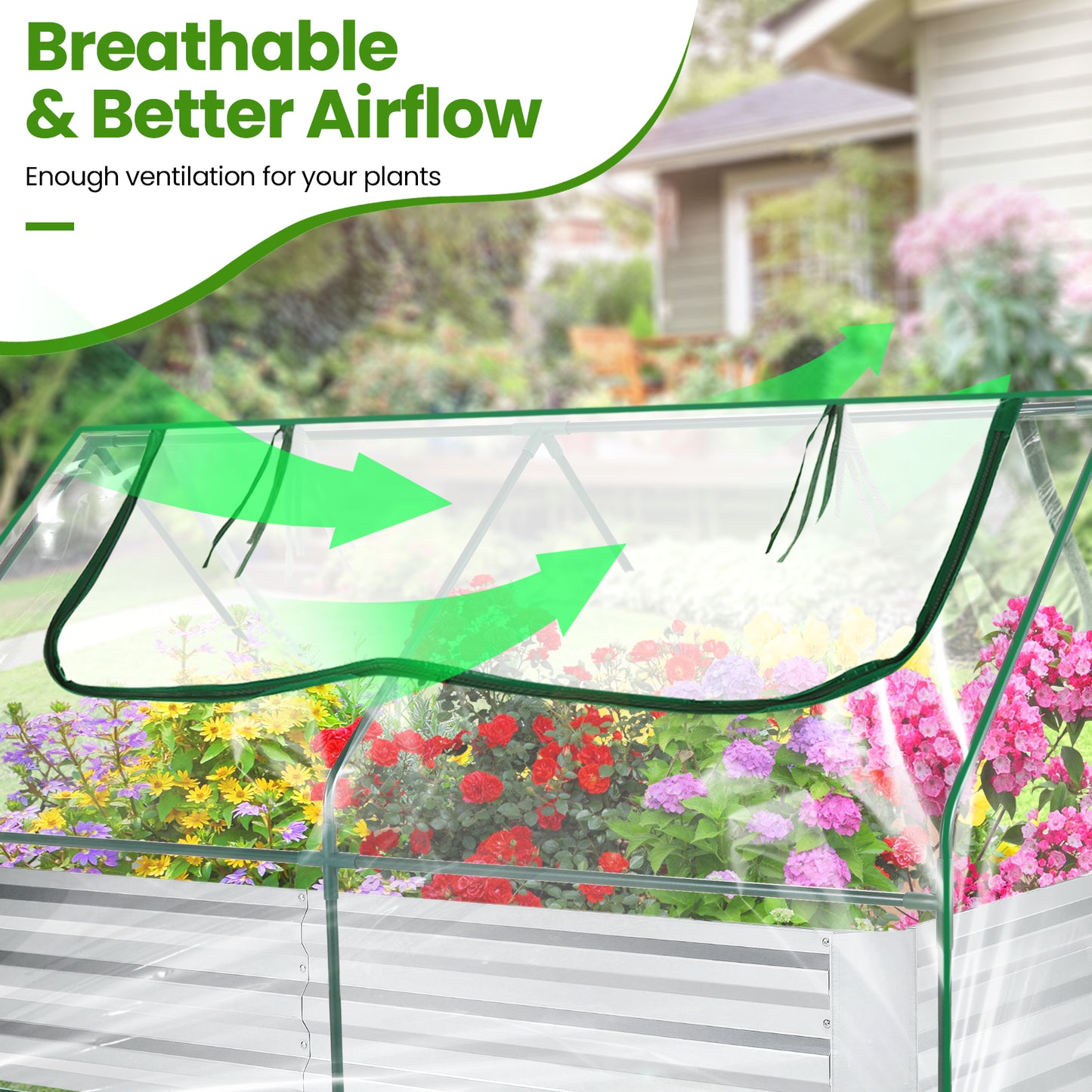 Galvanized Raised Garden Bed With Cover And Greenhouse Kit