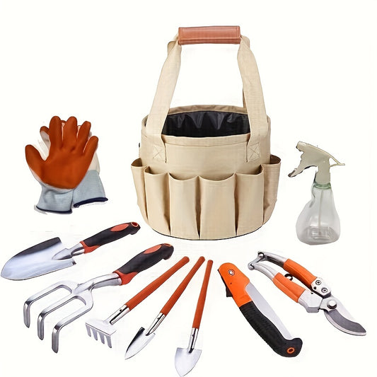 Essential Garden Tool Set with Ergonomic Handles and Storage Apron