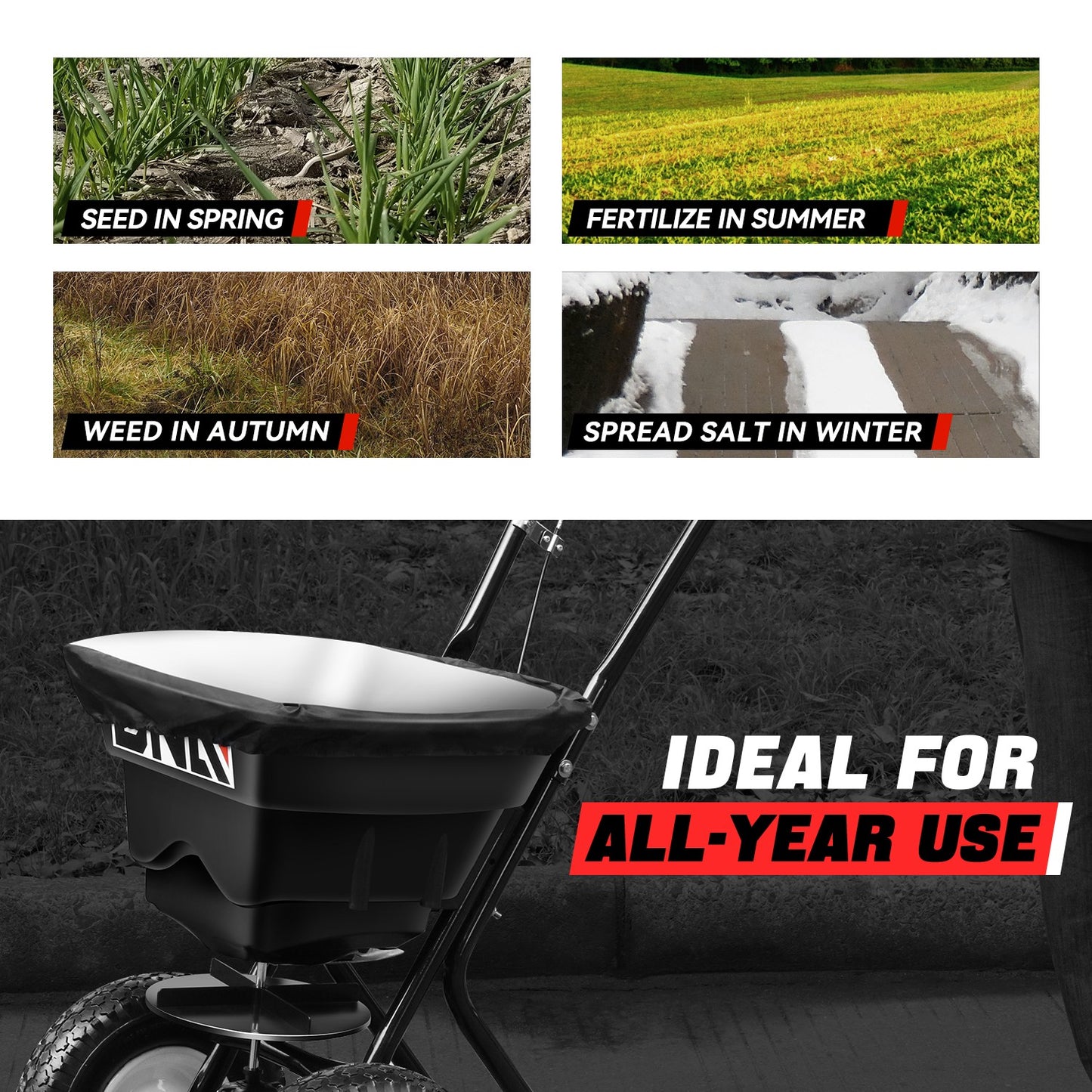 Walk Behind Broadcast Spreader Fertilizer Garden Seeder