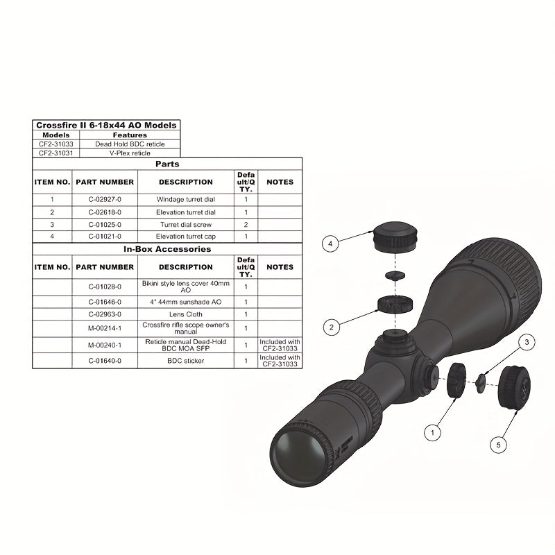 Cross Fire II 6-18x44mm AO Riflescope With BDC Reticle