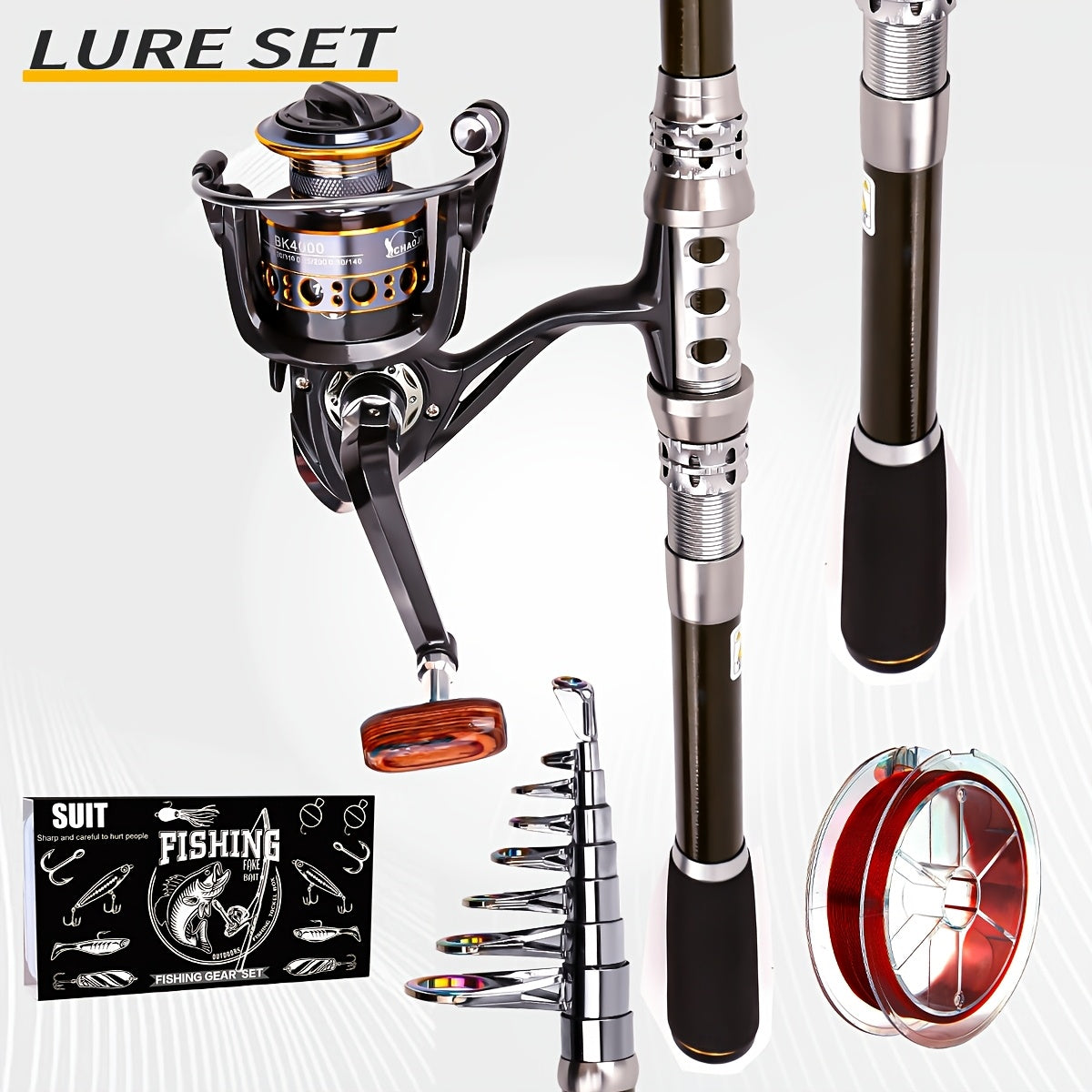 Carbon Fiber Telescopic Fishing Rod And Reel Combo Kit
