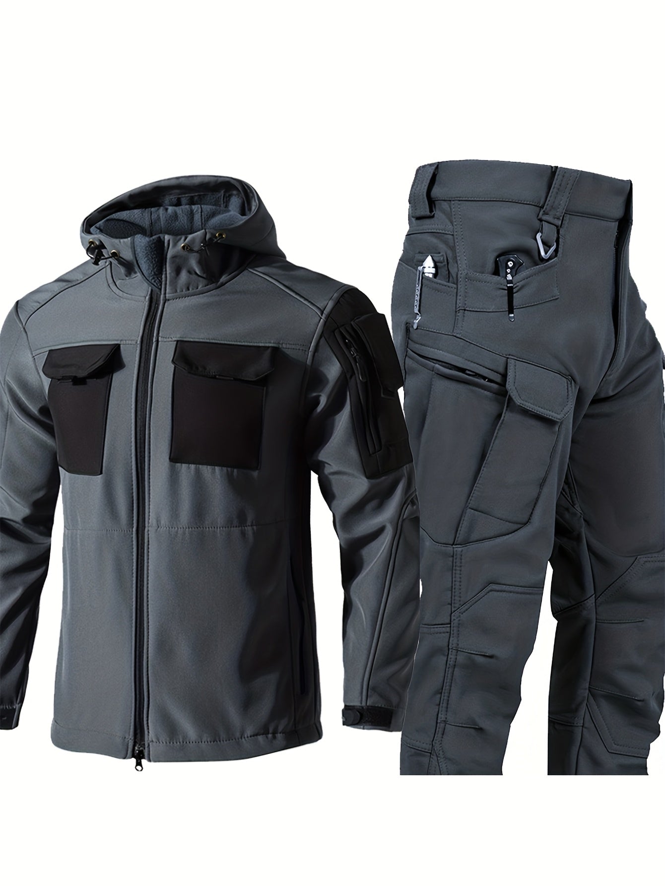 Soft Shell Outdoor Plush Jacket Set With Multiple Pockets Camouflage - Parry's Picks