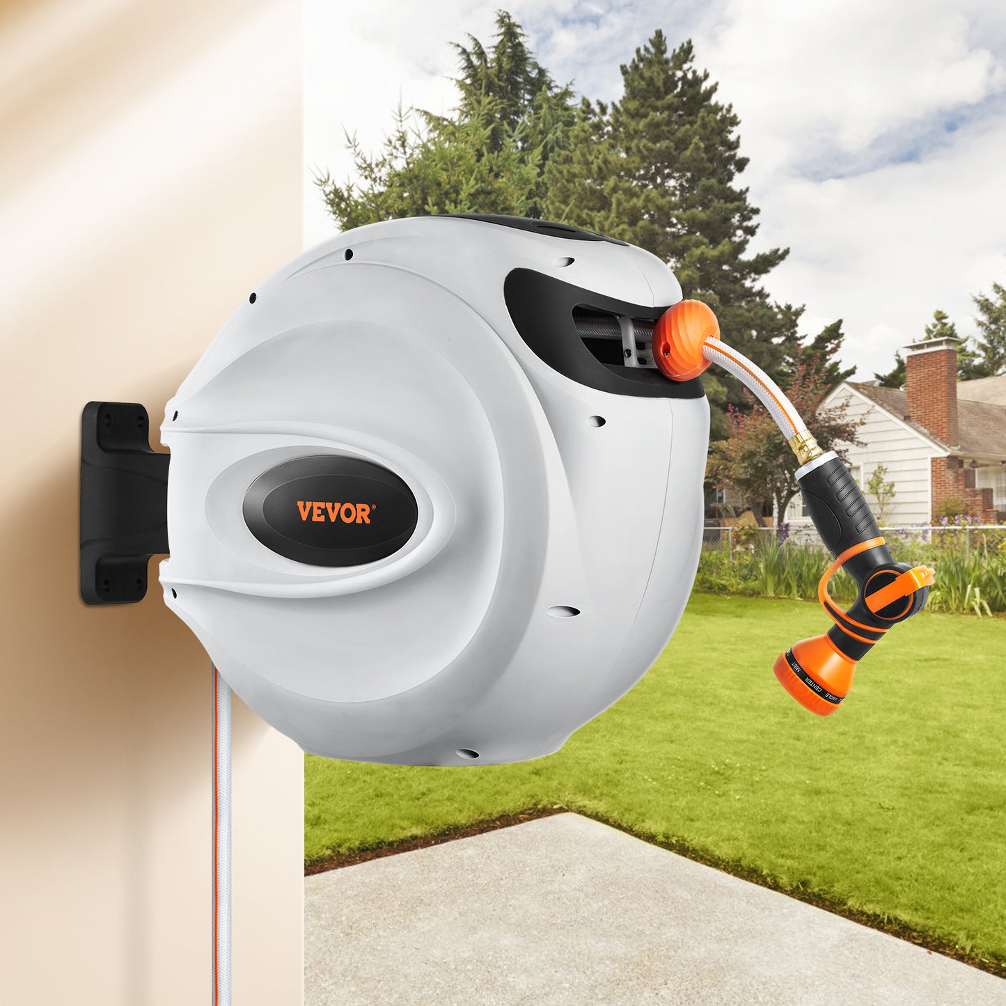 VEVOR Retractable Hose Reel With Auto Rewind And Nozzle