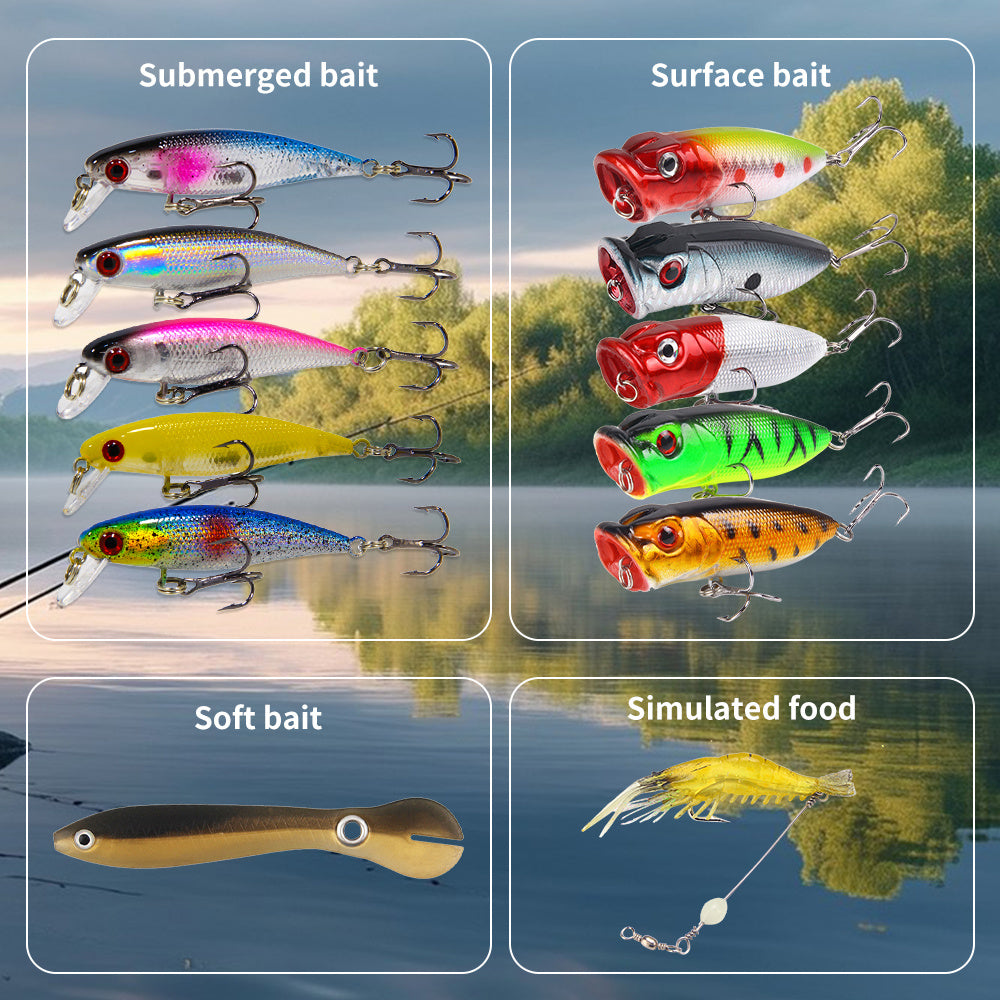 135 Piece Comprehensive Lure Set With VIB Minnow Pencil Crank Popper For Freshwater And Saltwater Fishing