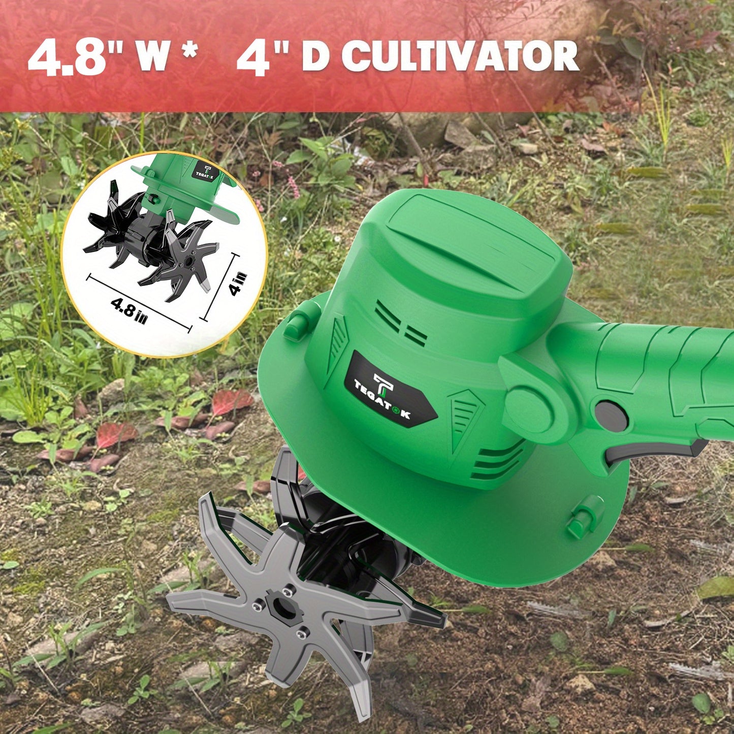 Cordless Tiller Cultivator Two 2Ah Batteries And Charger