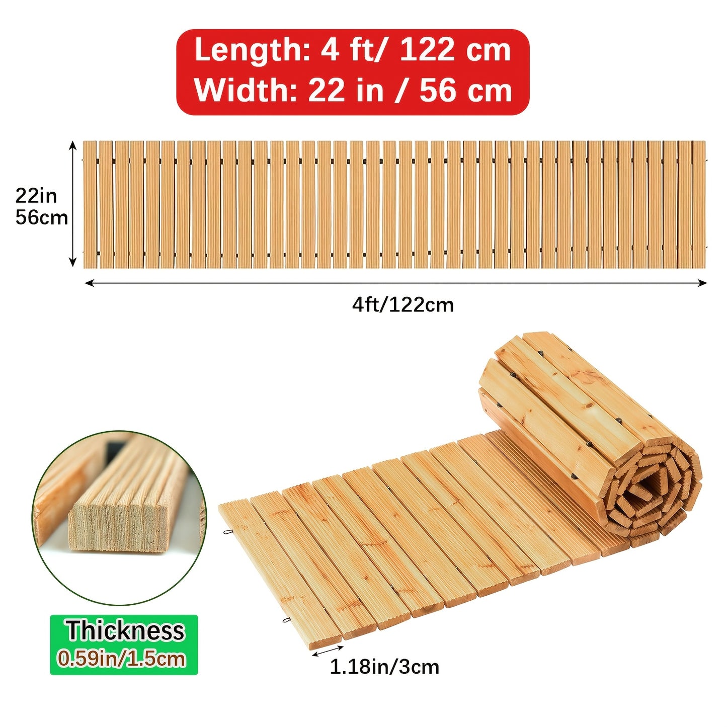 ASMILEINDEEP Outdoor Wooden Garden Pathway With Anti Slip