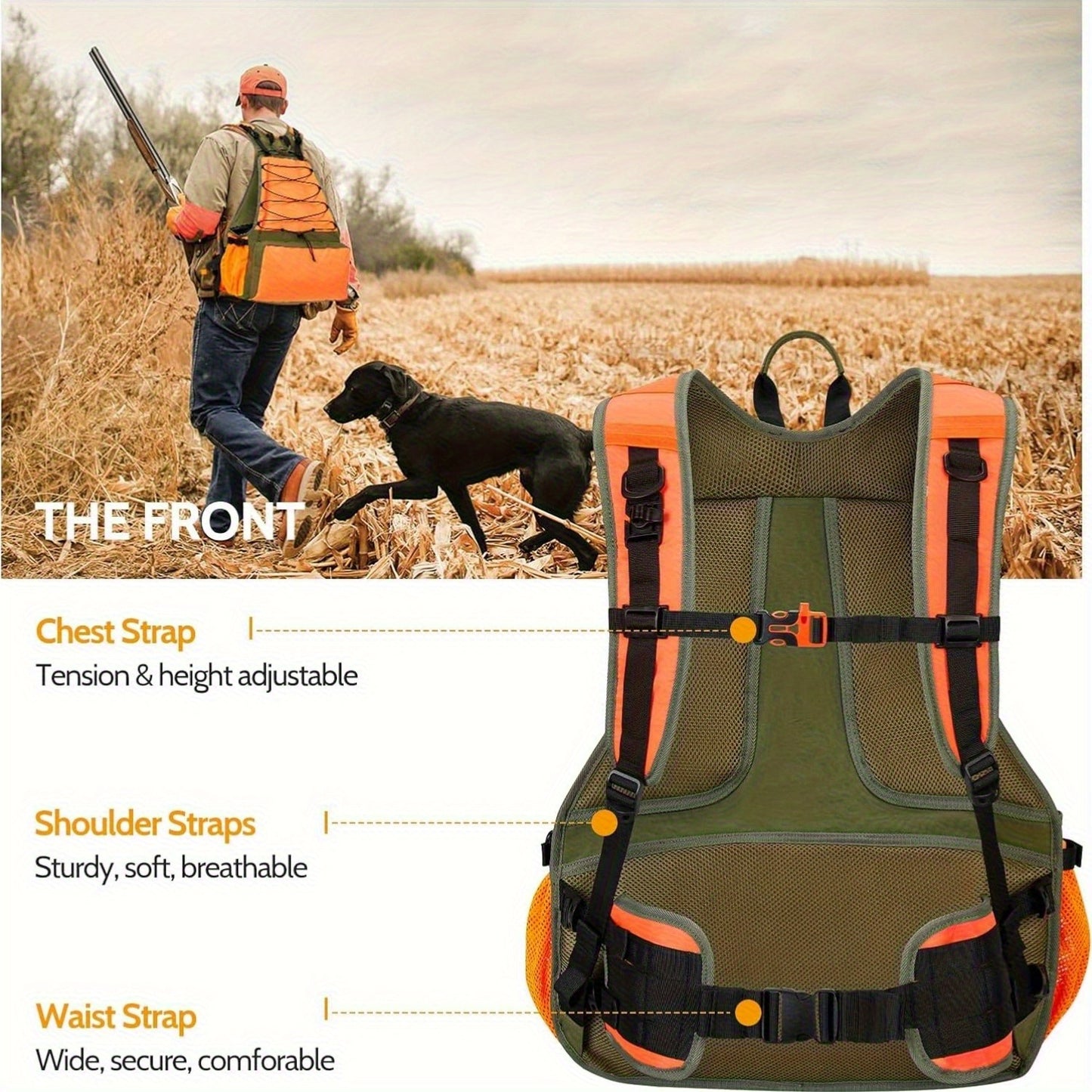 Upland Hunting Vest And Backpack With Game Pouch For Quail
