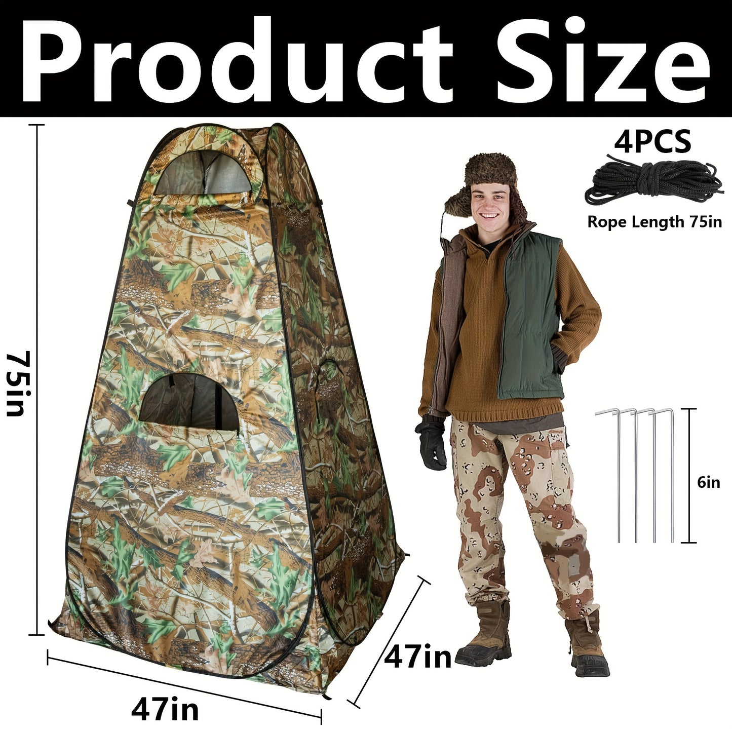 Portable Camouflage Ground Blind Tent For Outdoor Hunting