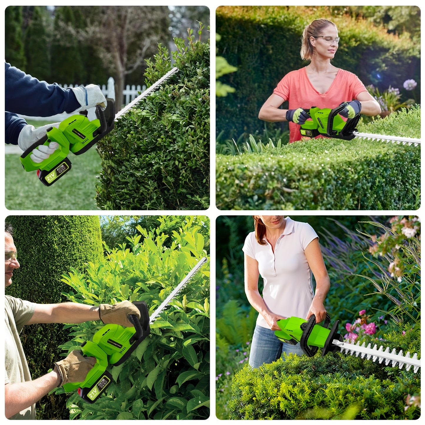 Cordless Hedge Trimmer With Dual Blades And Rechargeable Batteries