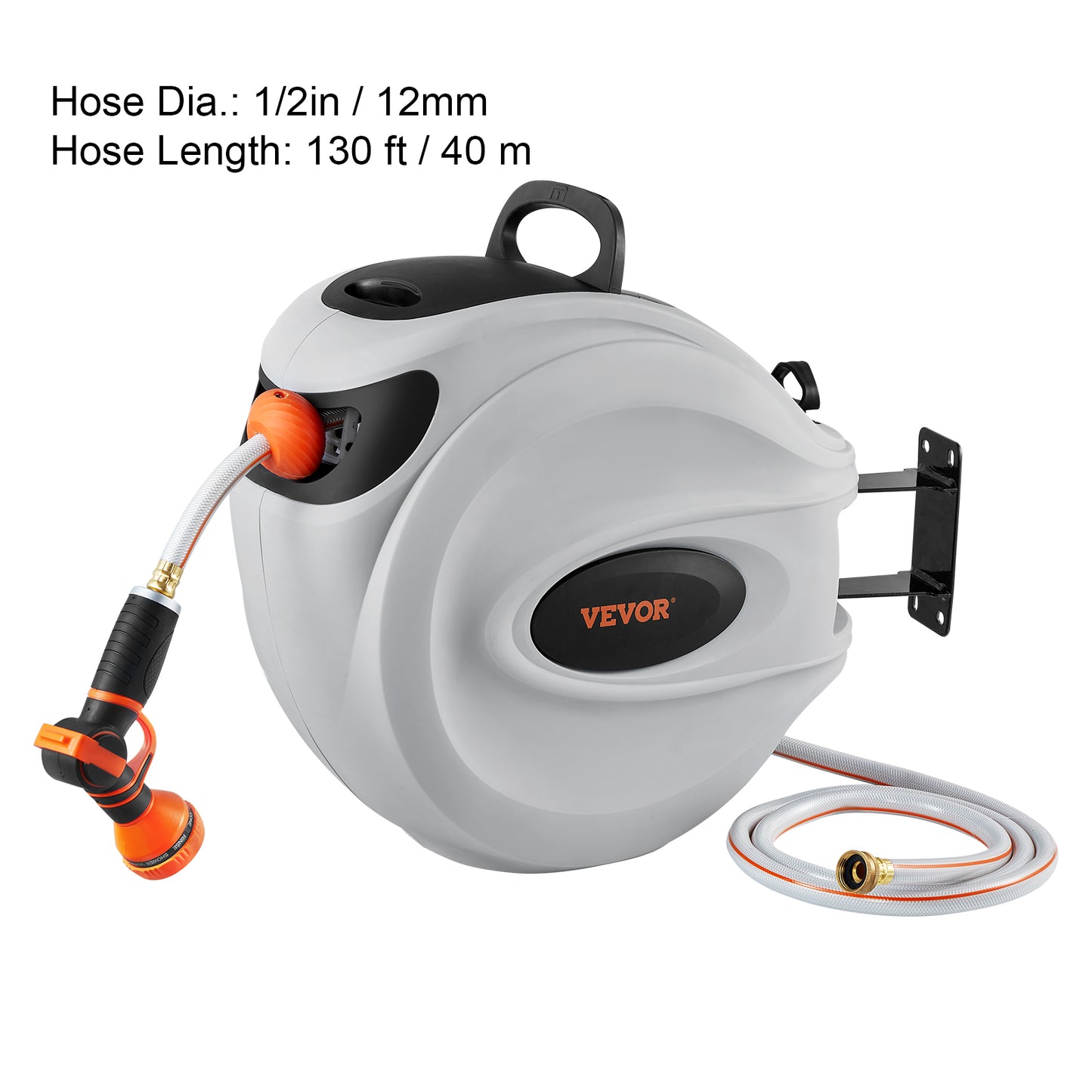 VEVOR Retractable Hose Reel With Rewind And Pattern Nozzle
