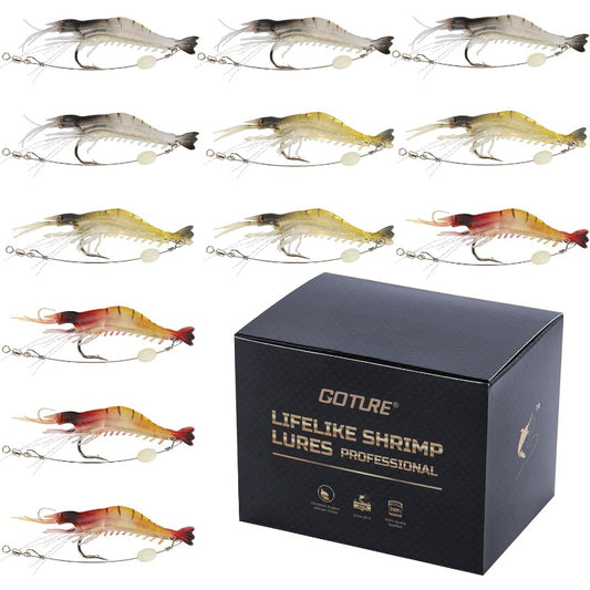 GOTRF Luminous Shrimp Lures Set Soft Fishing Baits Pro