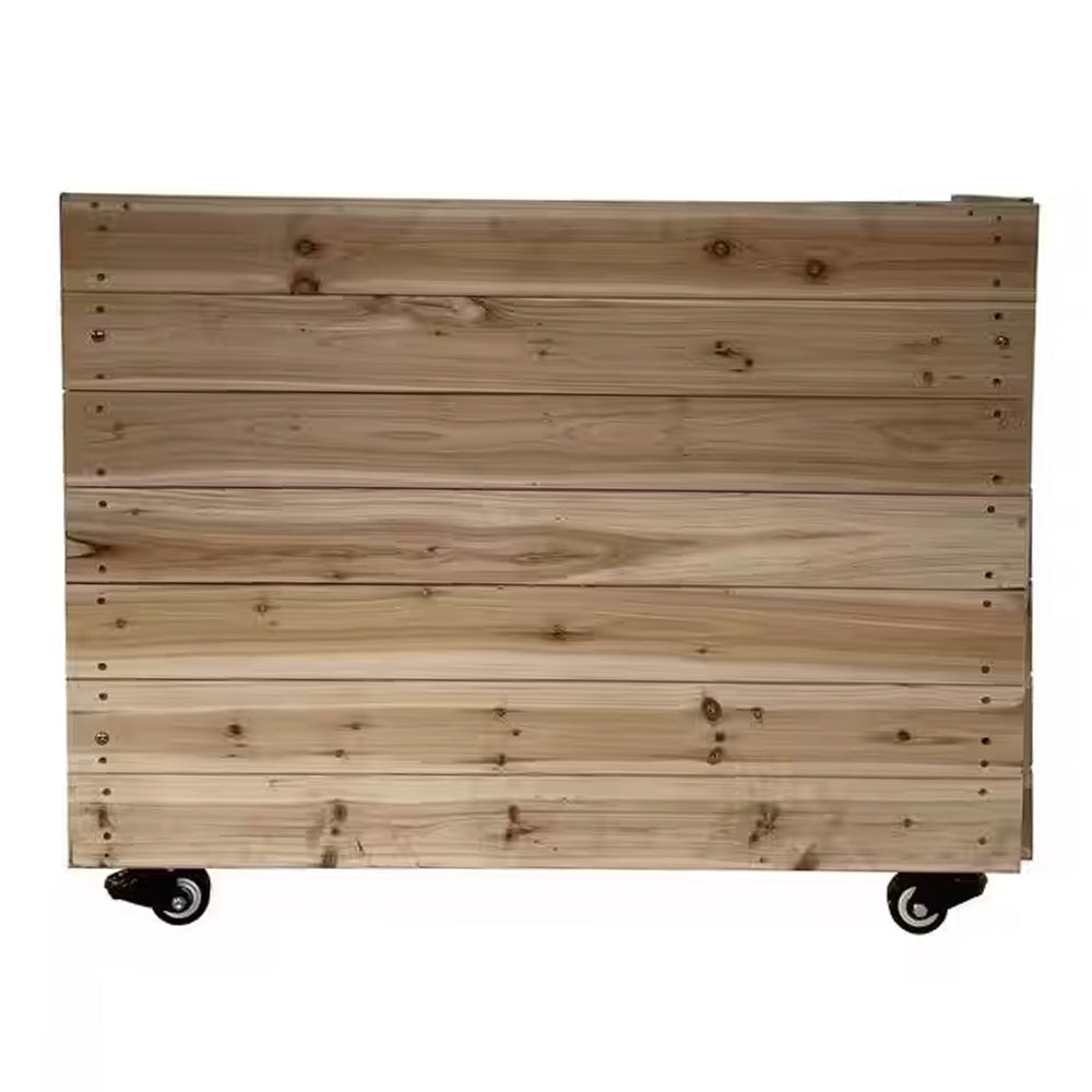 Unfinished Wooden Planter Box With Wheels Mobile Planter