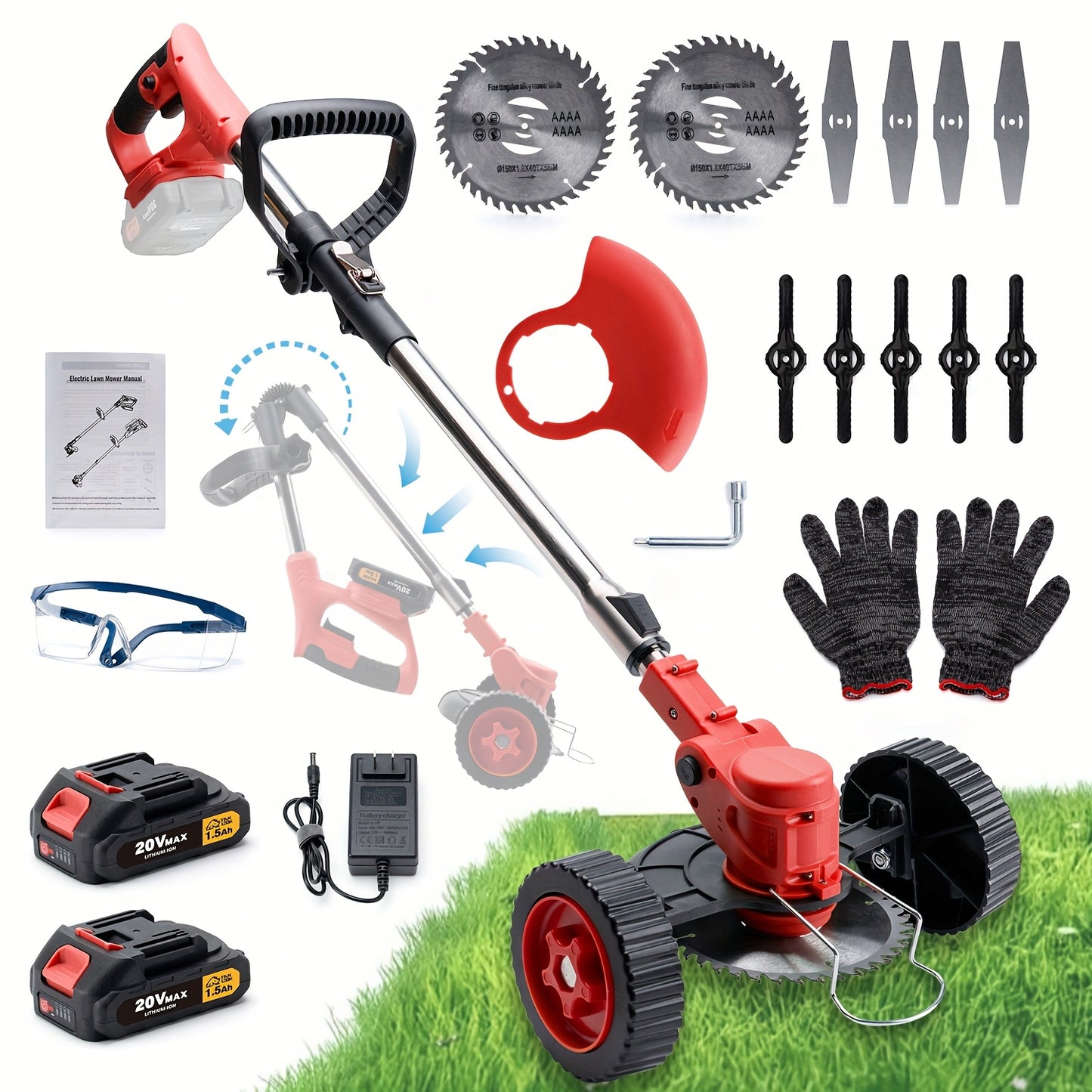 Turbo 20V Lightweight Cordless Electric Lawn Mower and Trimmer