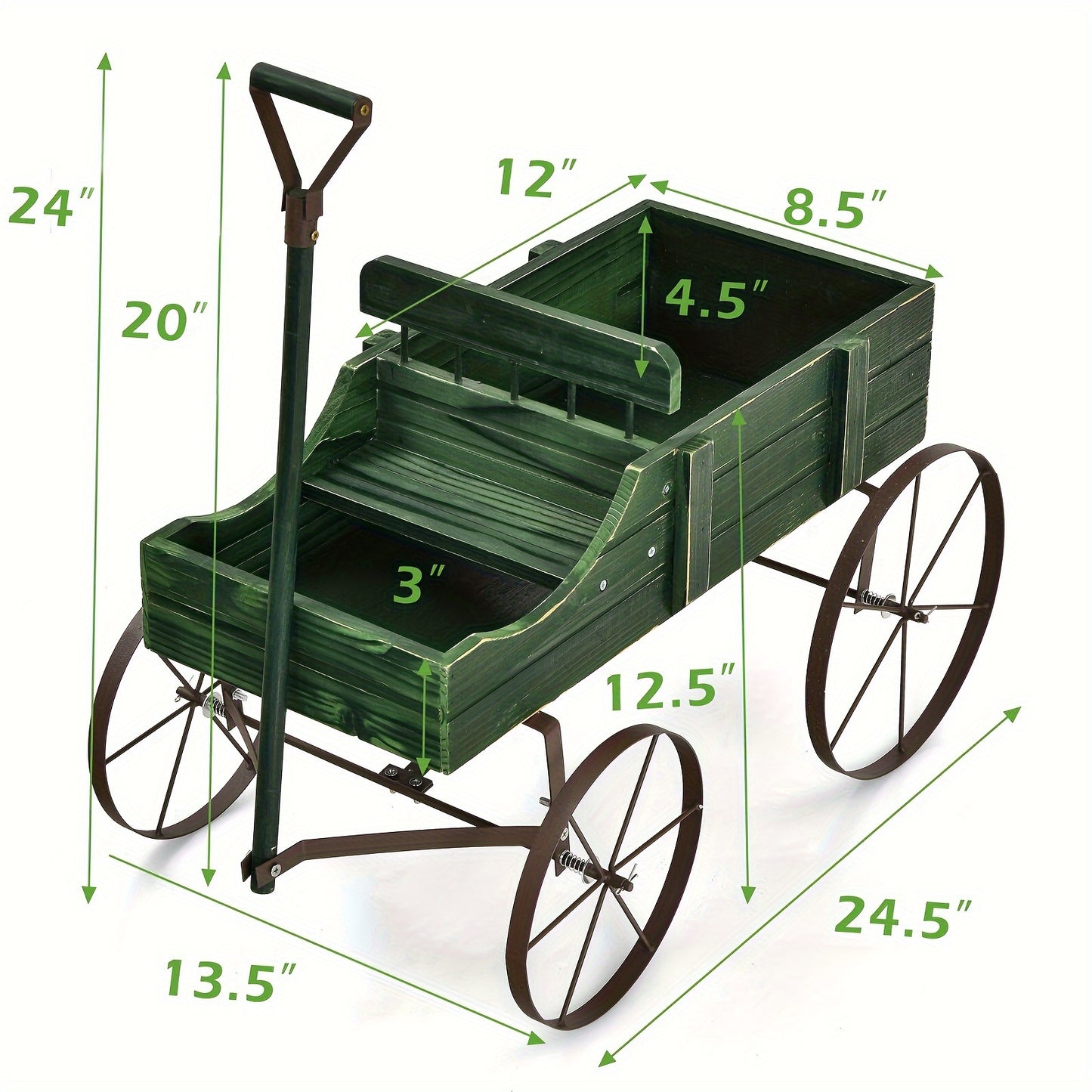 COSTWAY Wooden Garden Planter Wagon with Metal Wheels - Parry's Picks