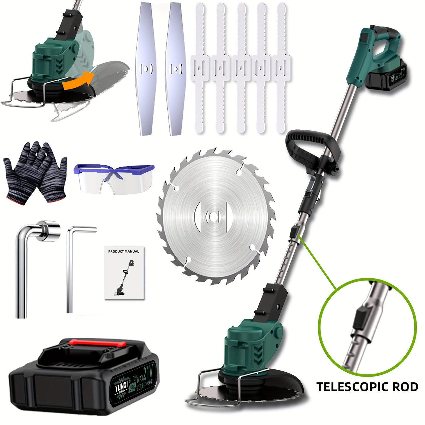 Shitu Wireless Lawn Mower Rechargeable Lithium Battery Multifunctional Weed Cleaning