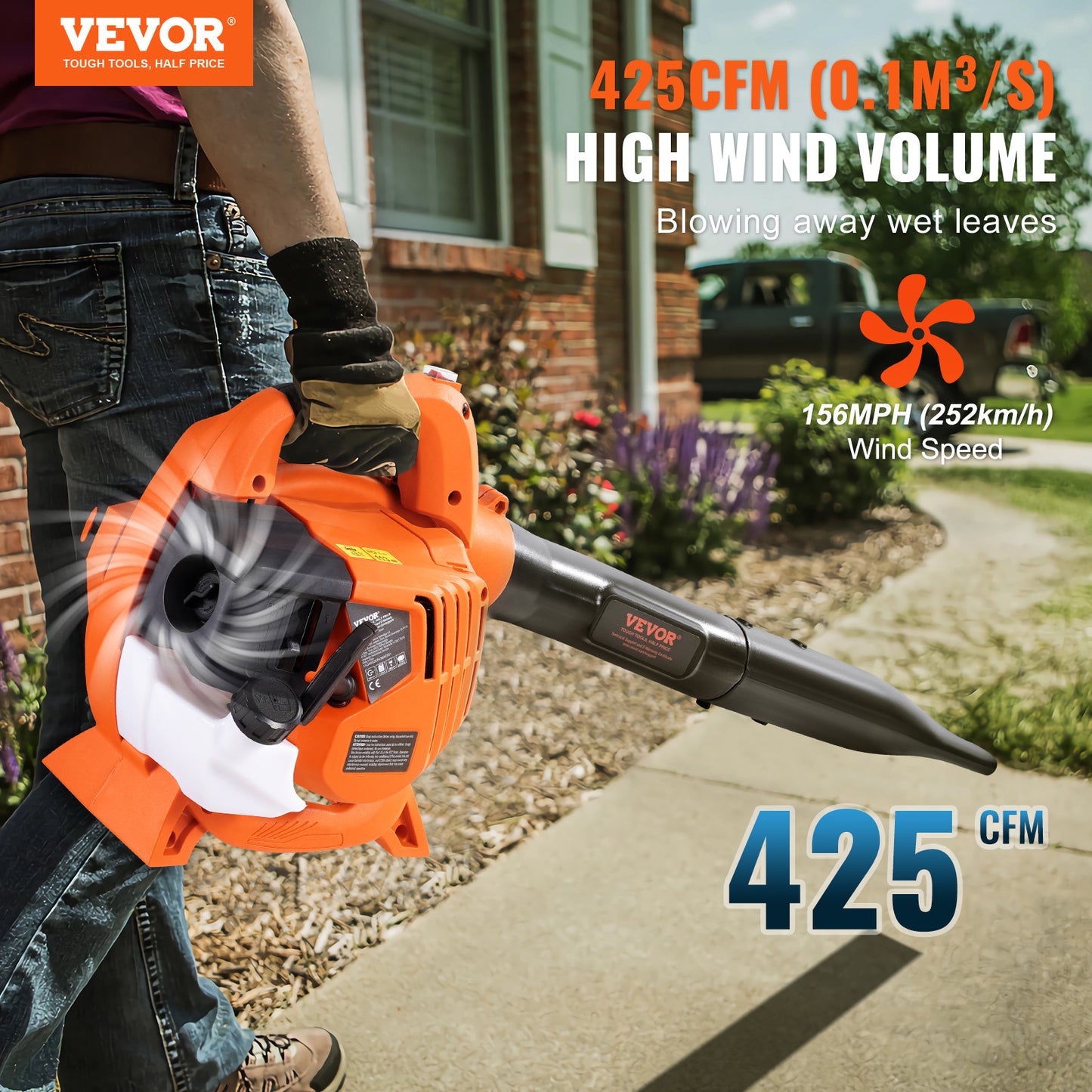 VEVOR 79CC Gas Leaf Blower 425CFM 2 Cycle Engine Pro