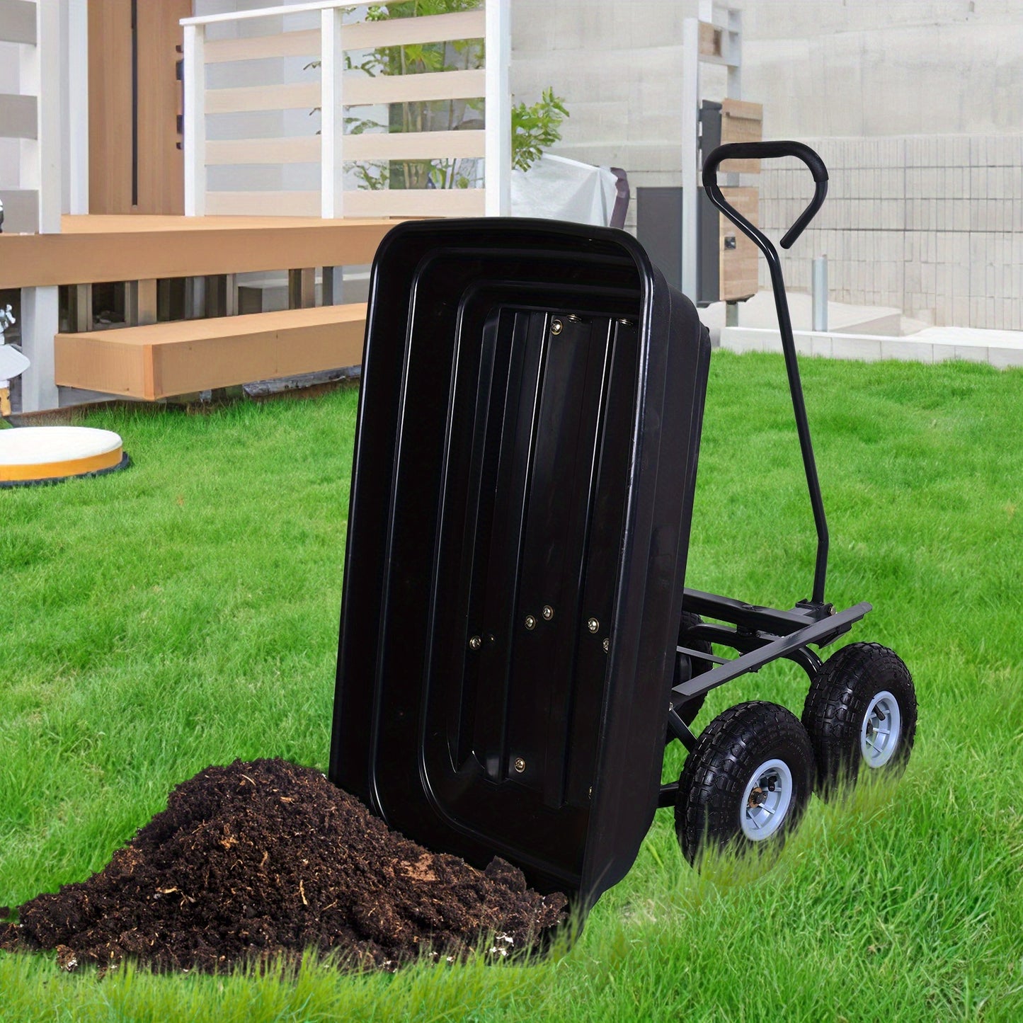AAIN Heavy Duty Poly Garden Dump Cart With Rotating Handle