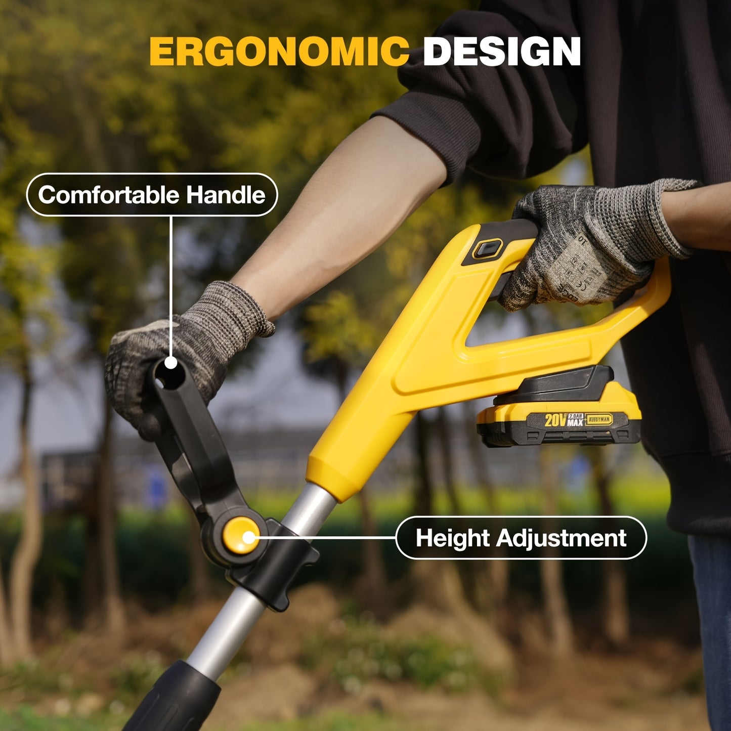 Cordless 20V Tiller Cultivator With 2 Batteries And Charger