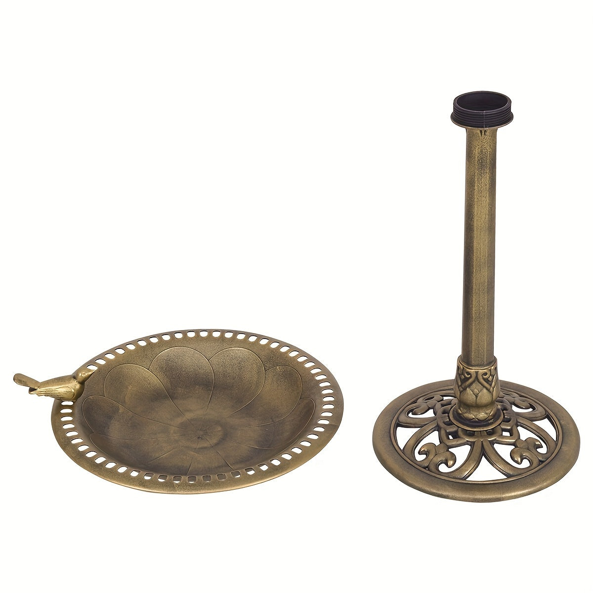Antique Golden Freestanding Bird Feeder and Bath for Garden - Parry's Picks