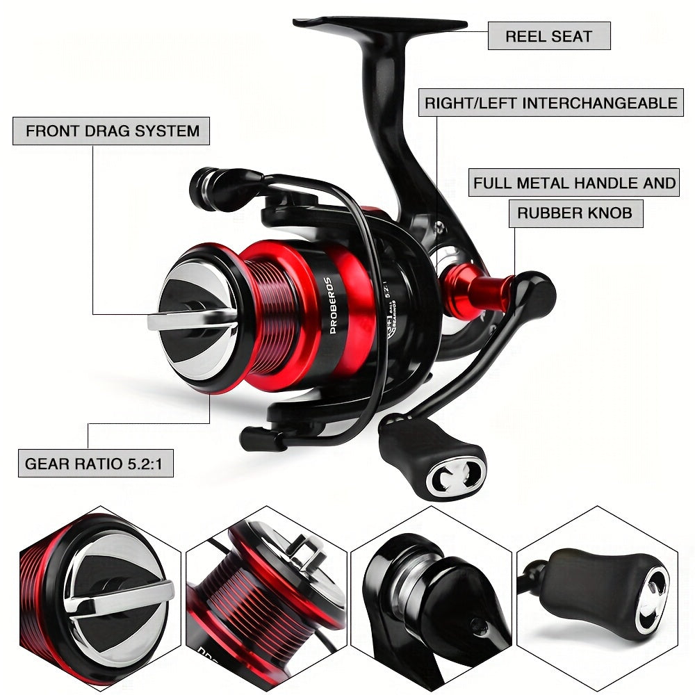 Proberos Carbon Fiber Telescopic Fishing Rod Reel Combo
