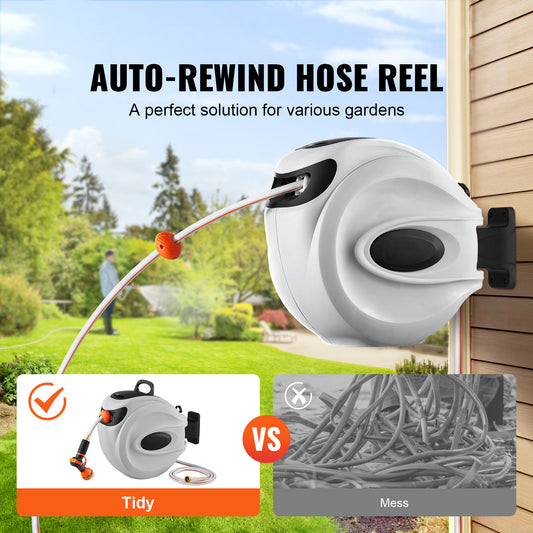 VEVOR Retractable Hose Reel With Auto Rewind And Nozzle