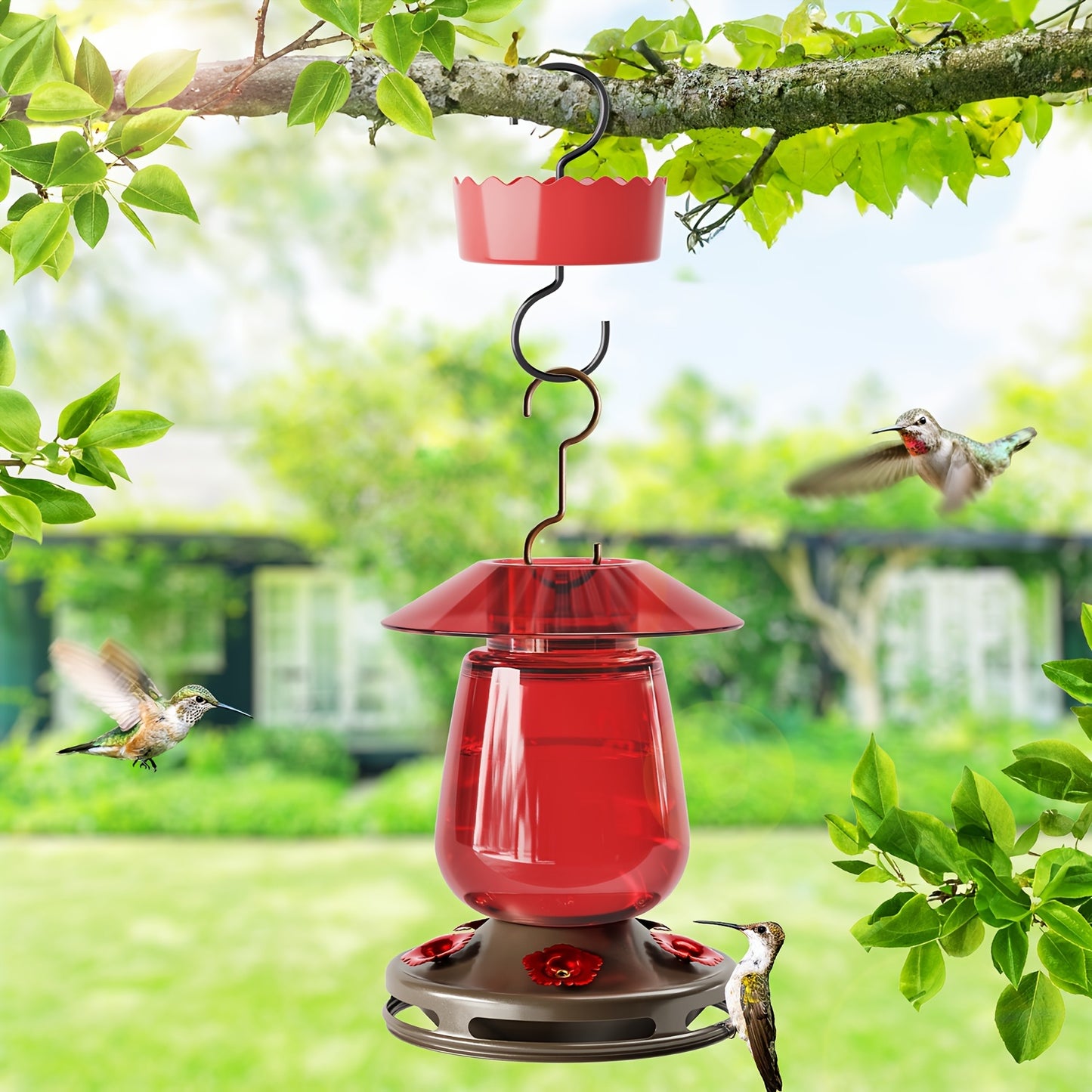 Hummingbird Feeder Glass Design with Flower Feeding Ports - Parry's Picks