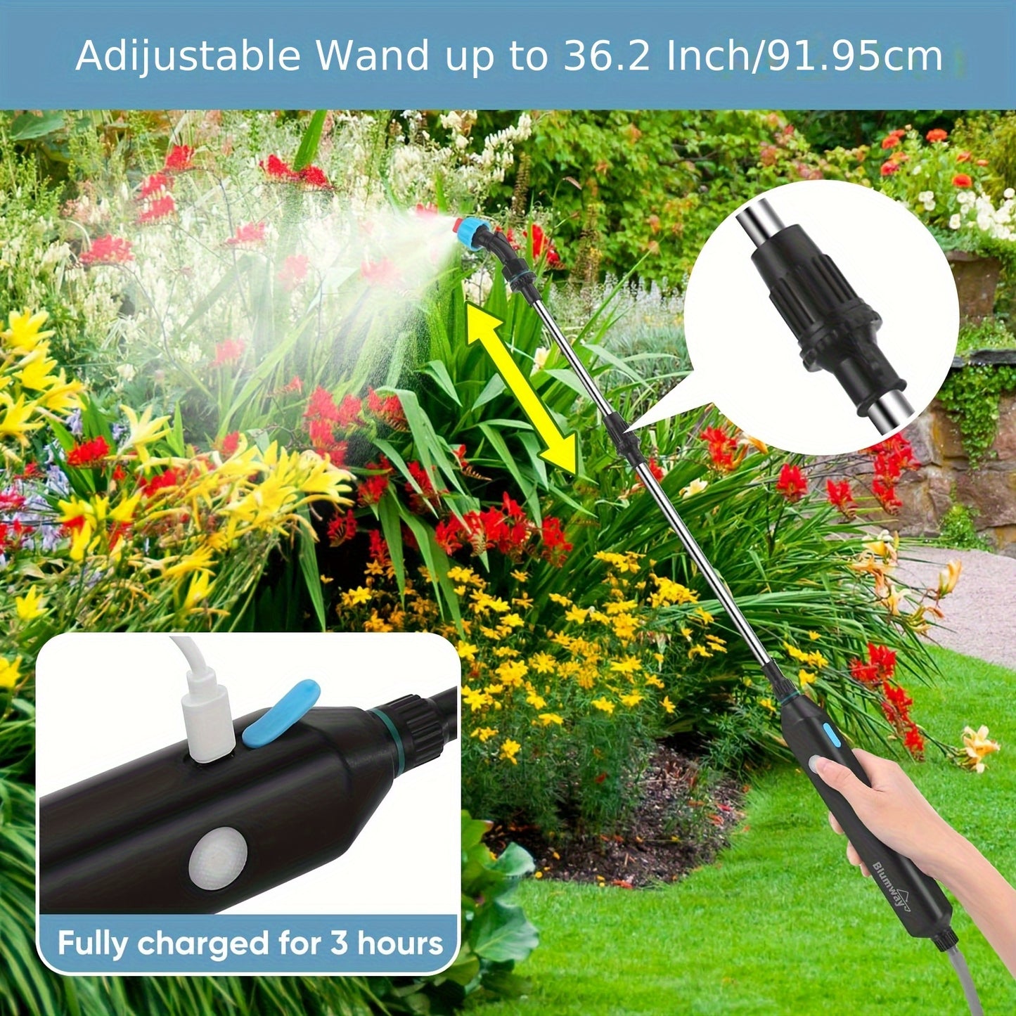 Backpack Battery Sprayer With 5 Nozzles And Adjustable Wand