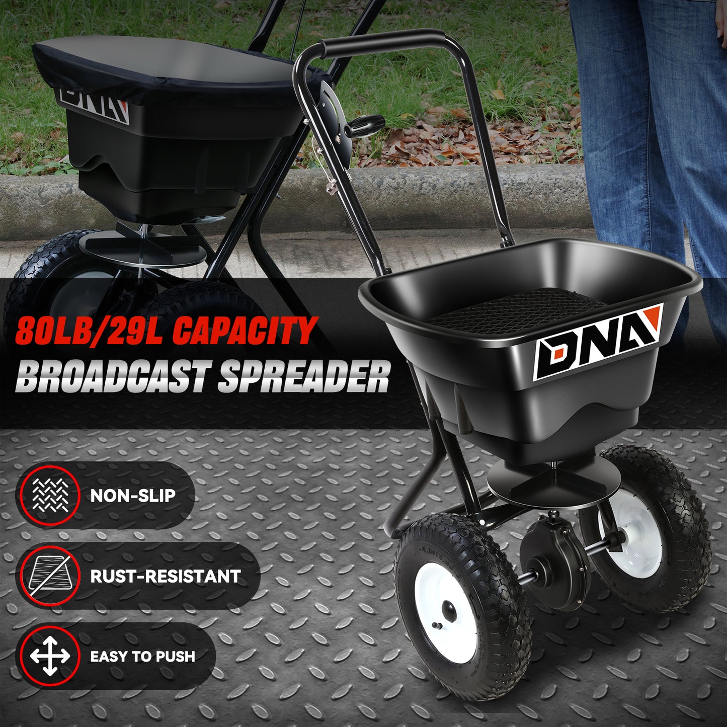 Walk Behind Broadcast Spreader Fertilizer Garden Seeder