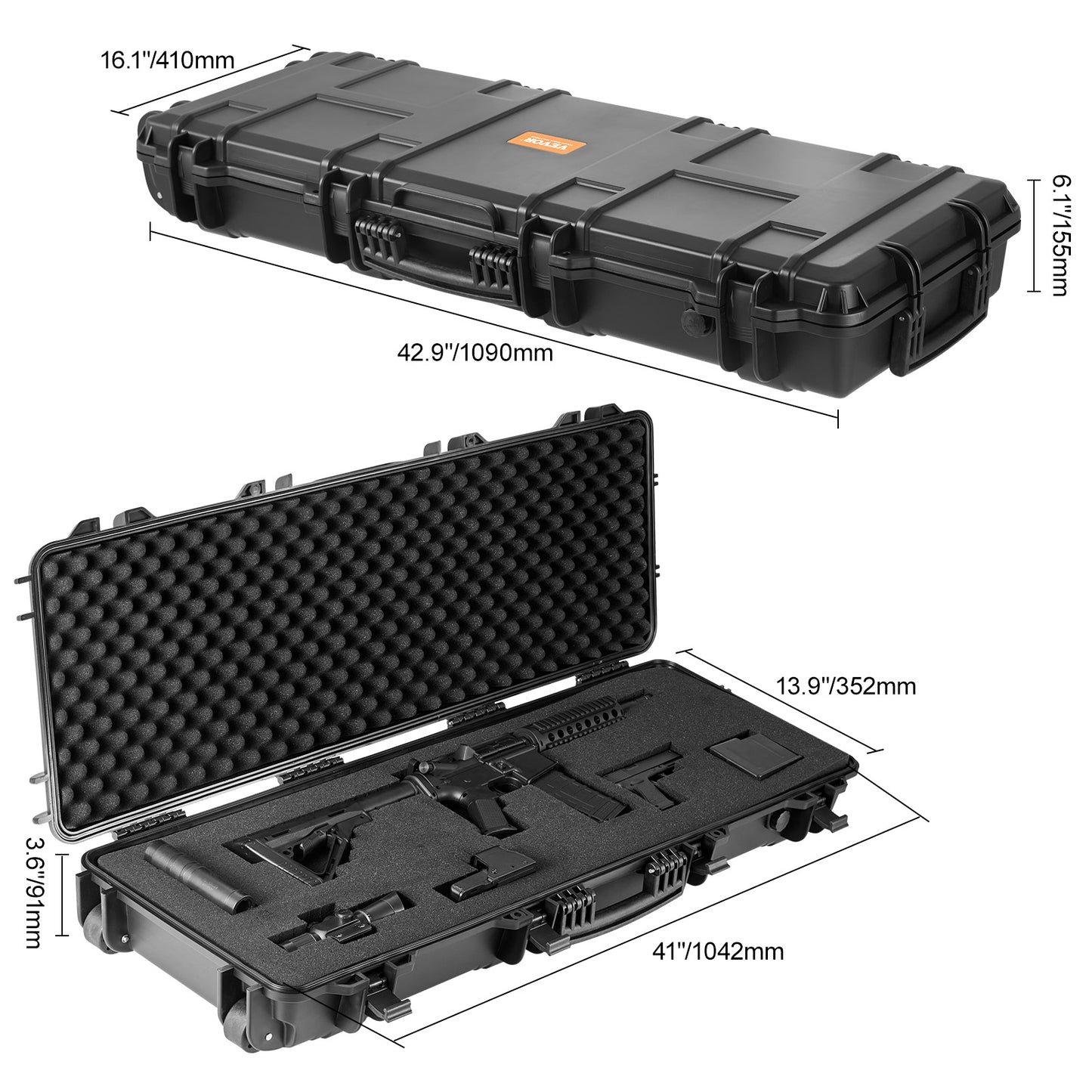 VEVOR Hard Rifle Case With Layer Foam Protection And Wheels