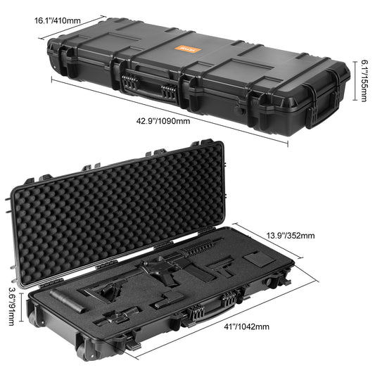 VEVOR Hard Rifle Case With Layer Foam Protection And Wheels