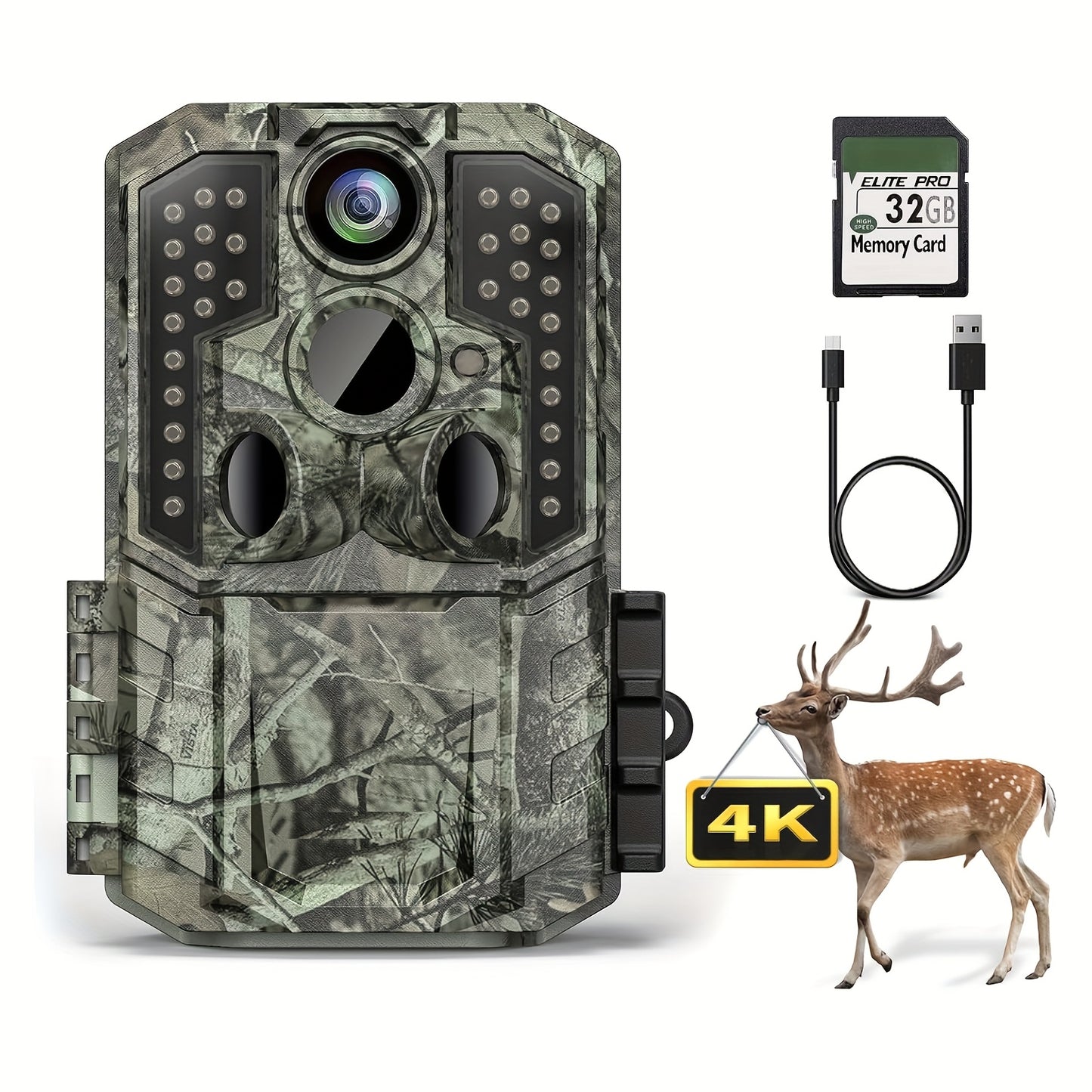 Trail Camera With 4K Video And Night Vision For Outdoors