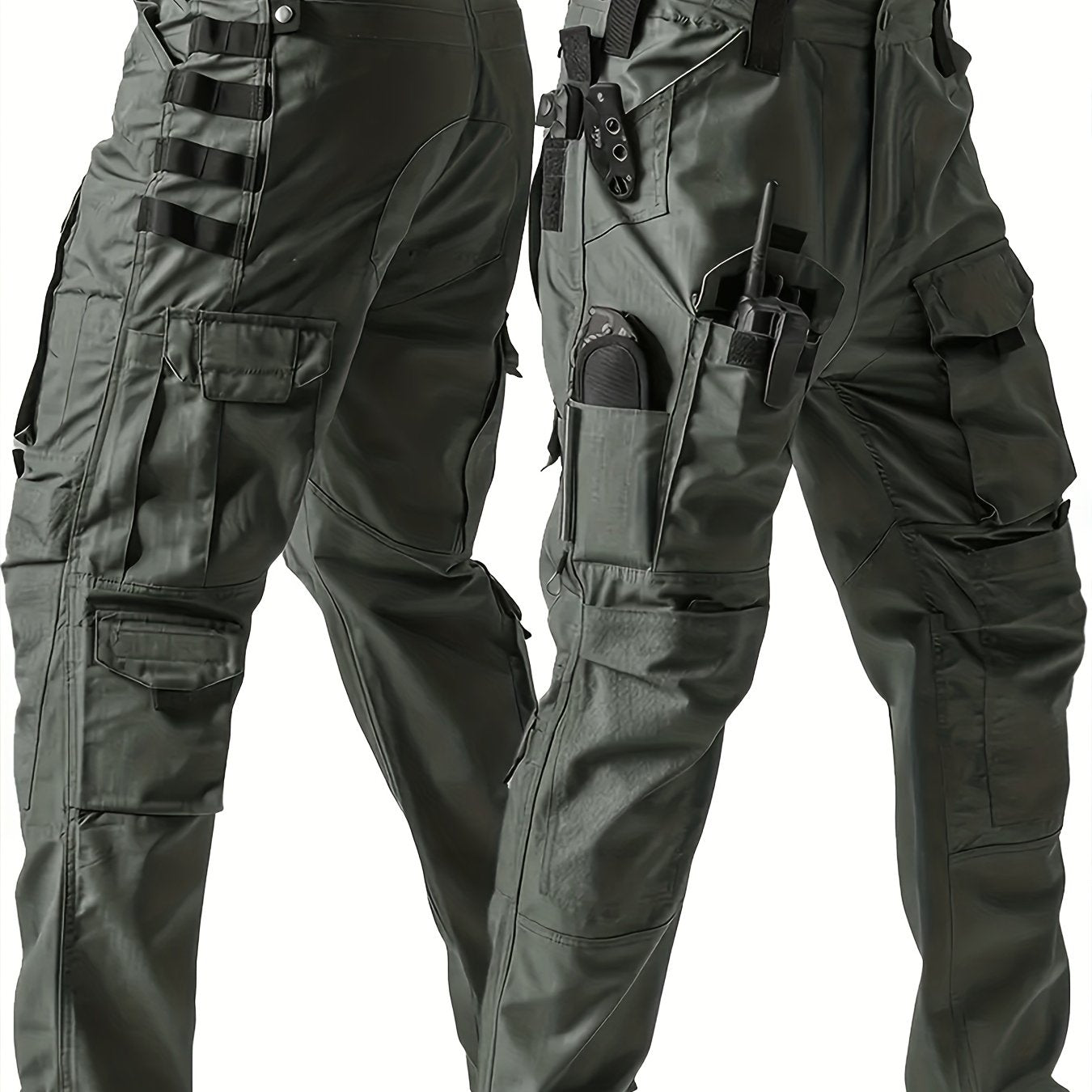海洋沐汐 Men Tactical Work Pants Heavy Duty MOLLE Cargo MultiPocket - Parry's Picks