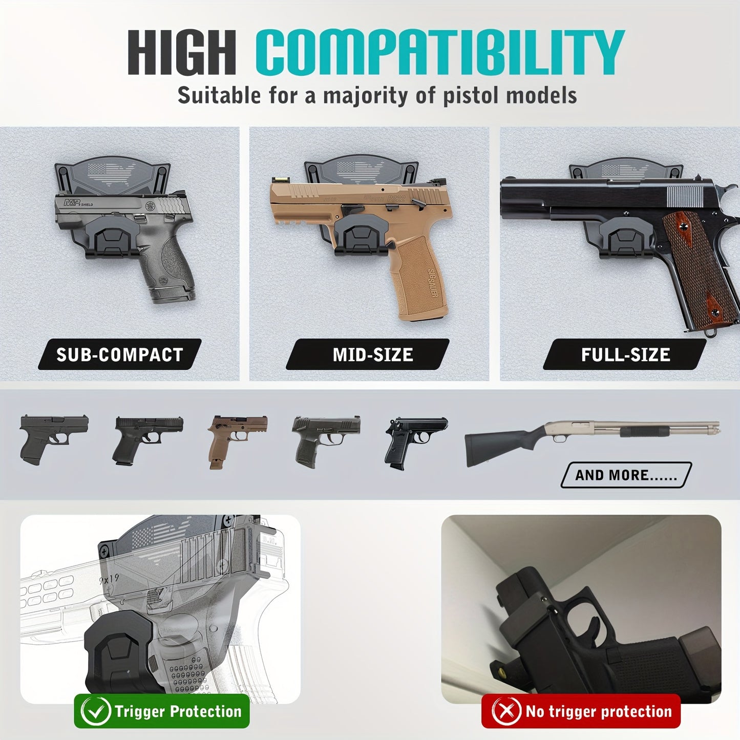 Magnetic Gun Mount for Truck and Vehicle with Trigger Guard