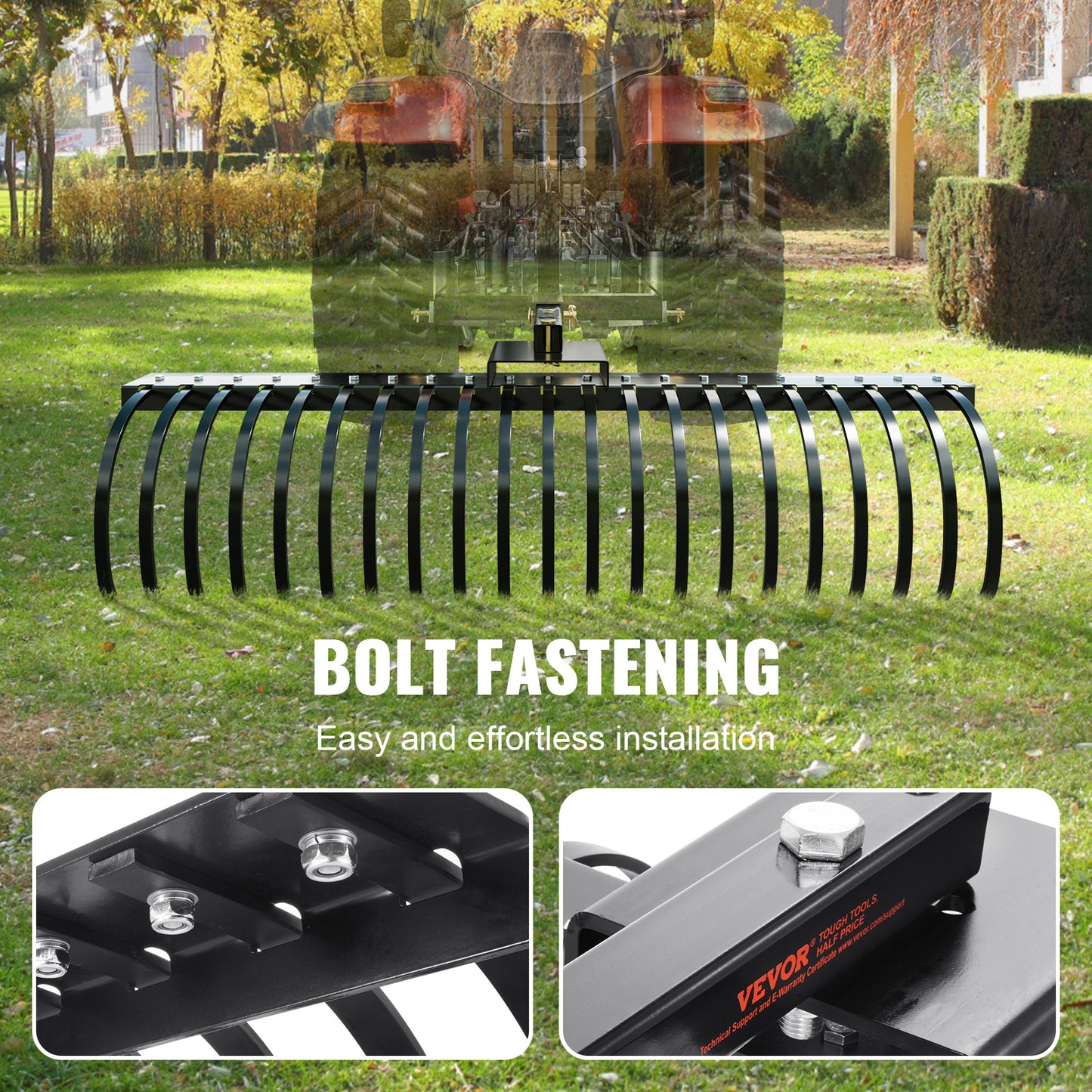 VEVOR Tow Behind Landscape Dethatcher Rake For Leaves