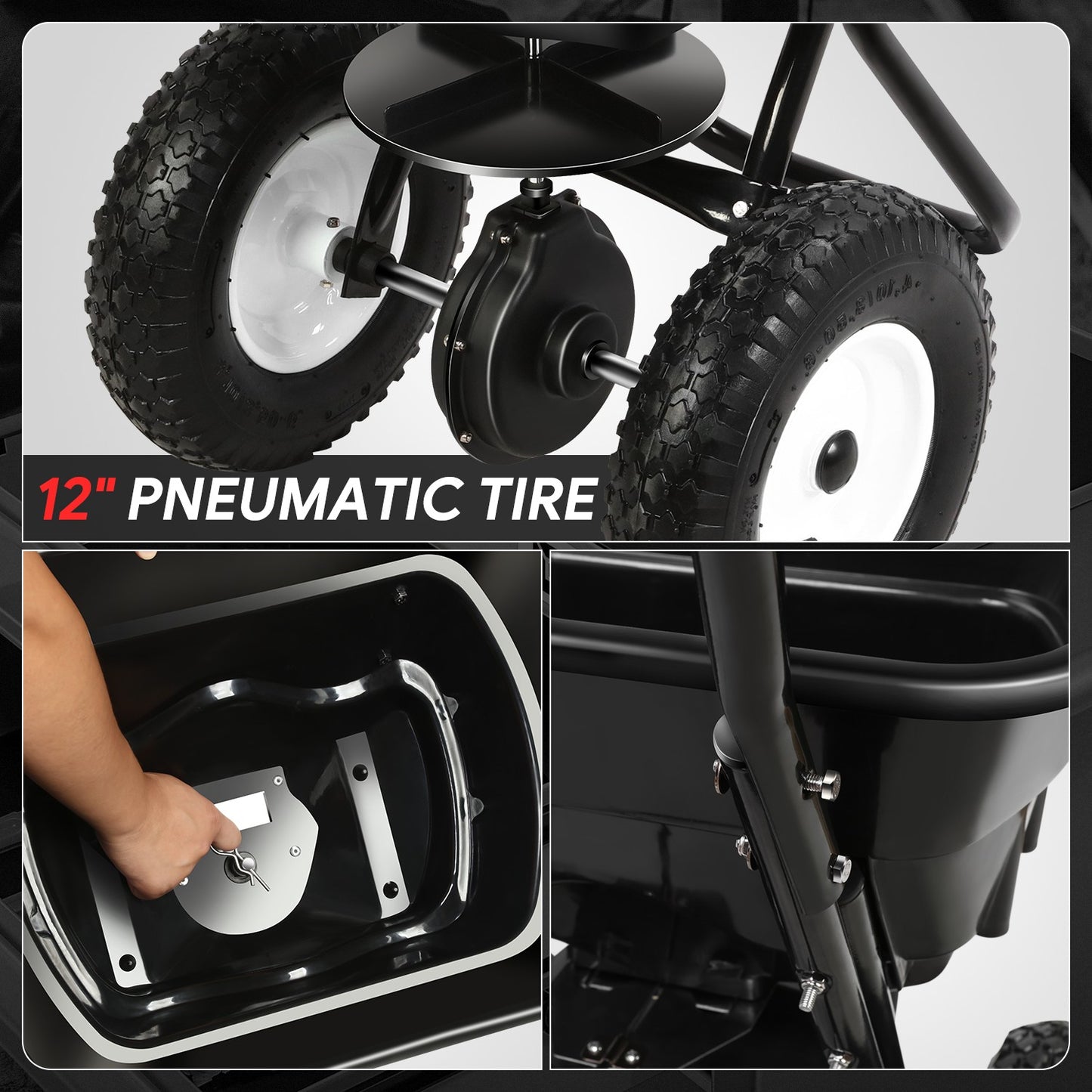 Walk Behind Broadcast Spreader Fertilizer Garden Seeder