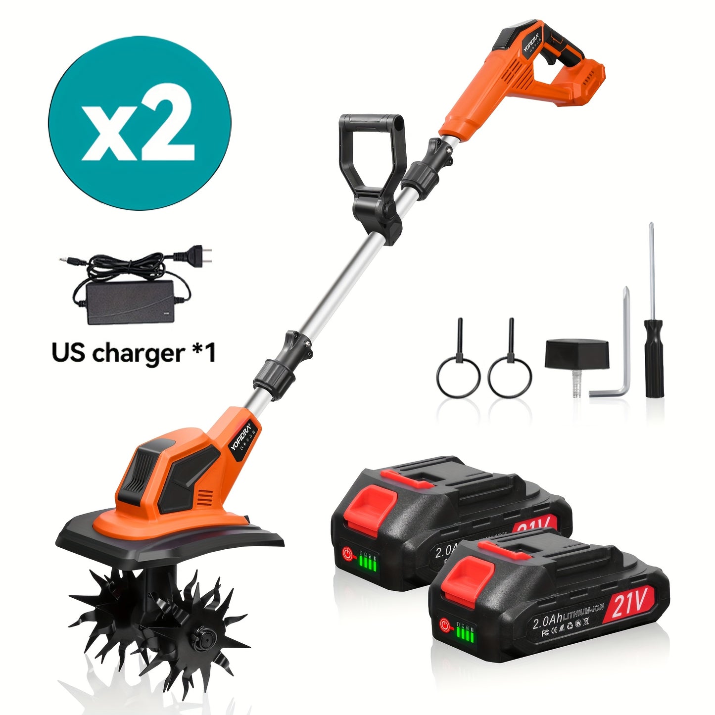 YOFIDRA Cordless Tiller 360 RPM Garden Tool With Batteries