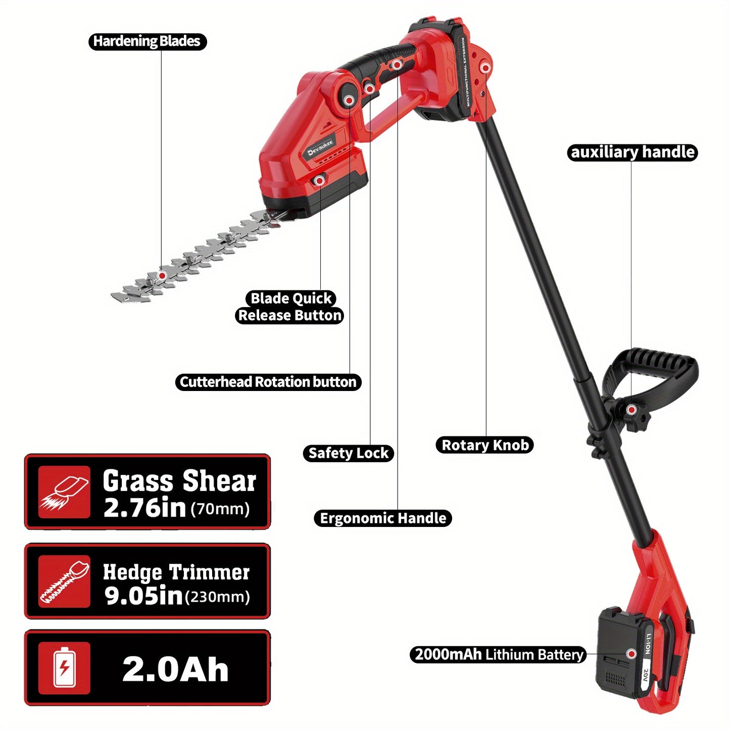 Cordless Grass Shear and Shrub Trimmer with Rechargeable Battery - Parry's Picks