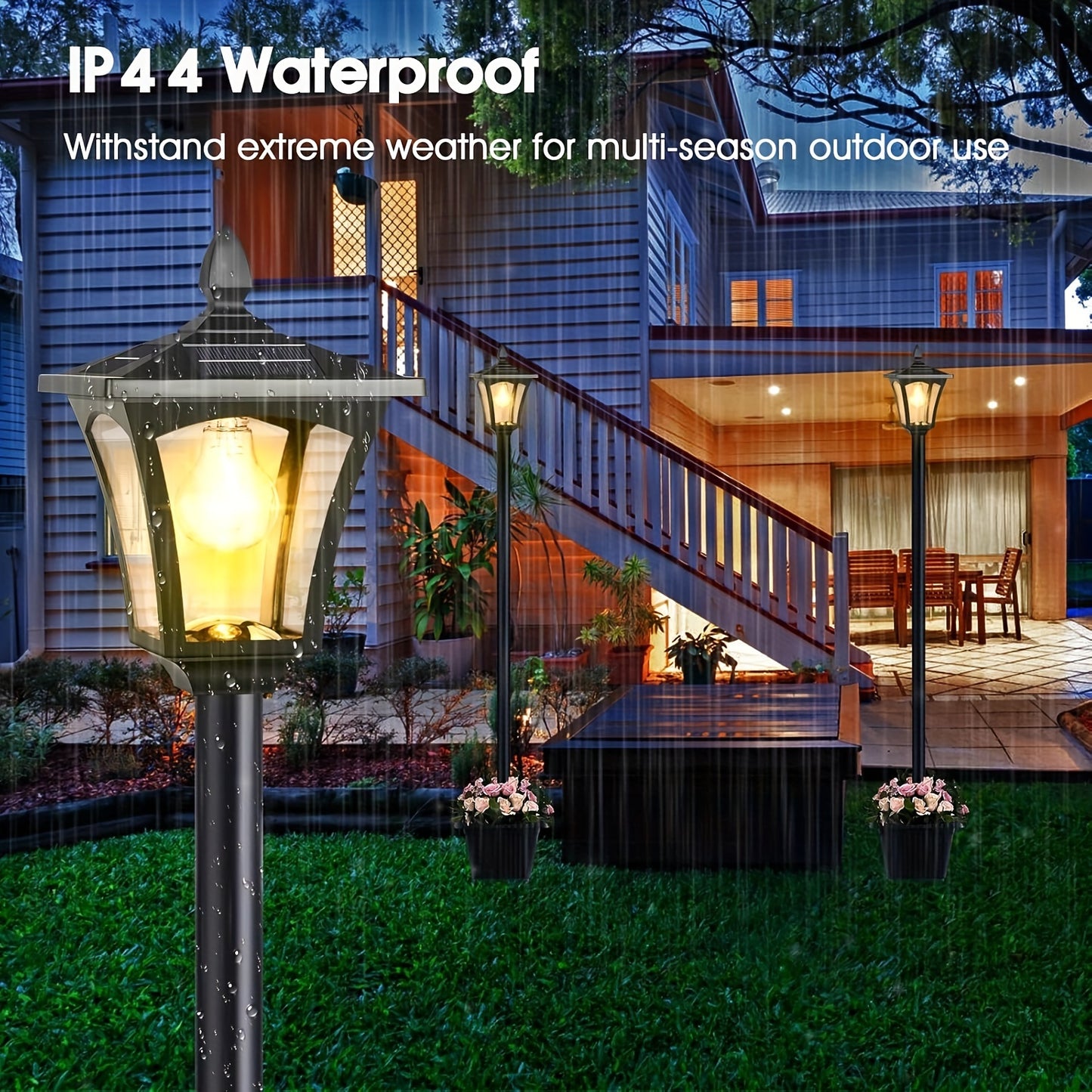Solar Lamp Post With Planter For Outdoor Garden Lighting