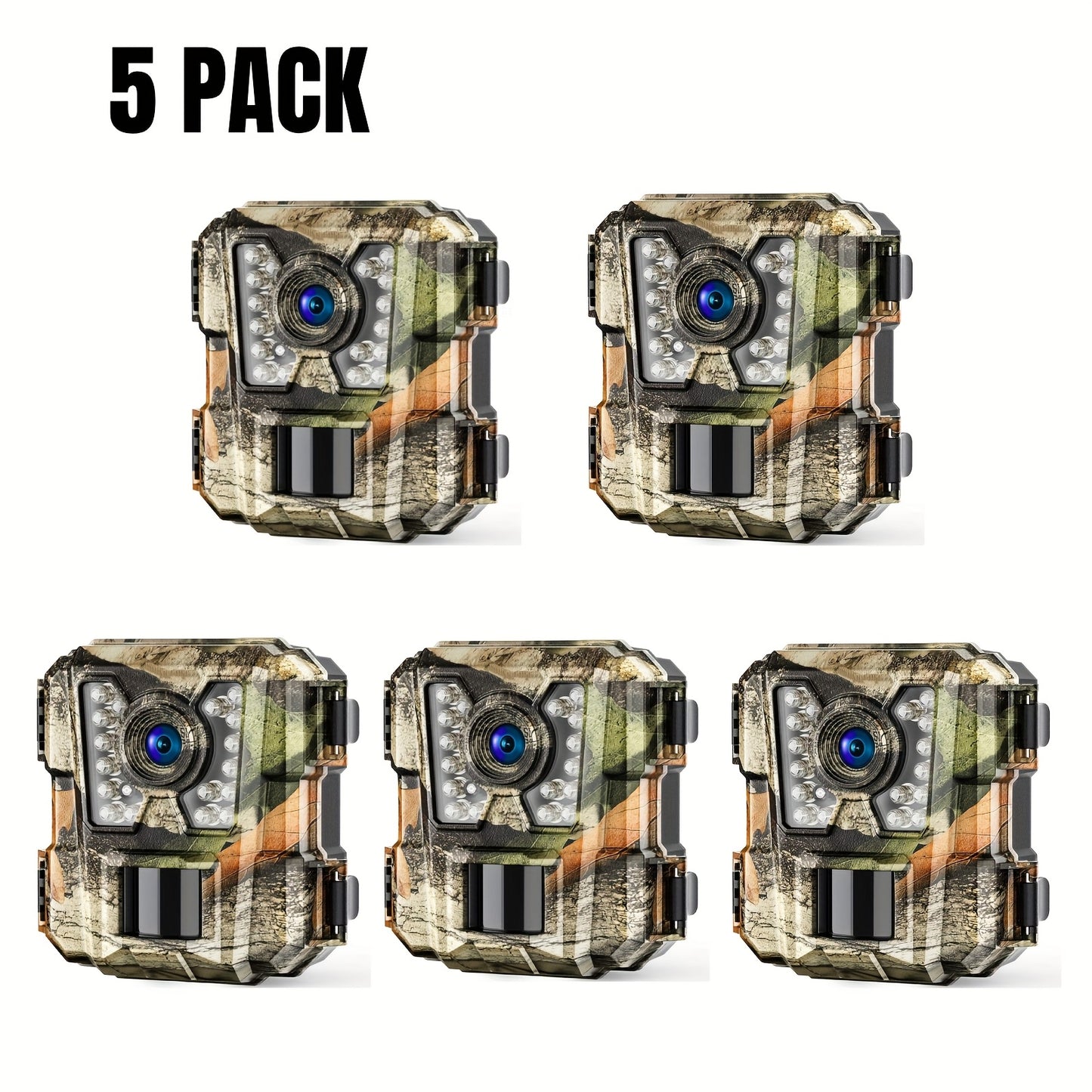 5pcs Mini Trail Camera, 24MP 1080P HD Game Hunting Camera Motion Activated with IR Night Vision Video Cam for Wildlife Scouting Hunting Deer Cam, Outdoor Monitoring & Observation, Battery-Powered, 3/5 Pack
