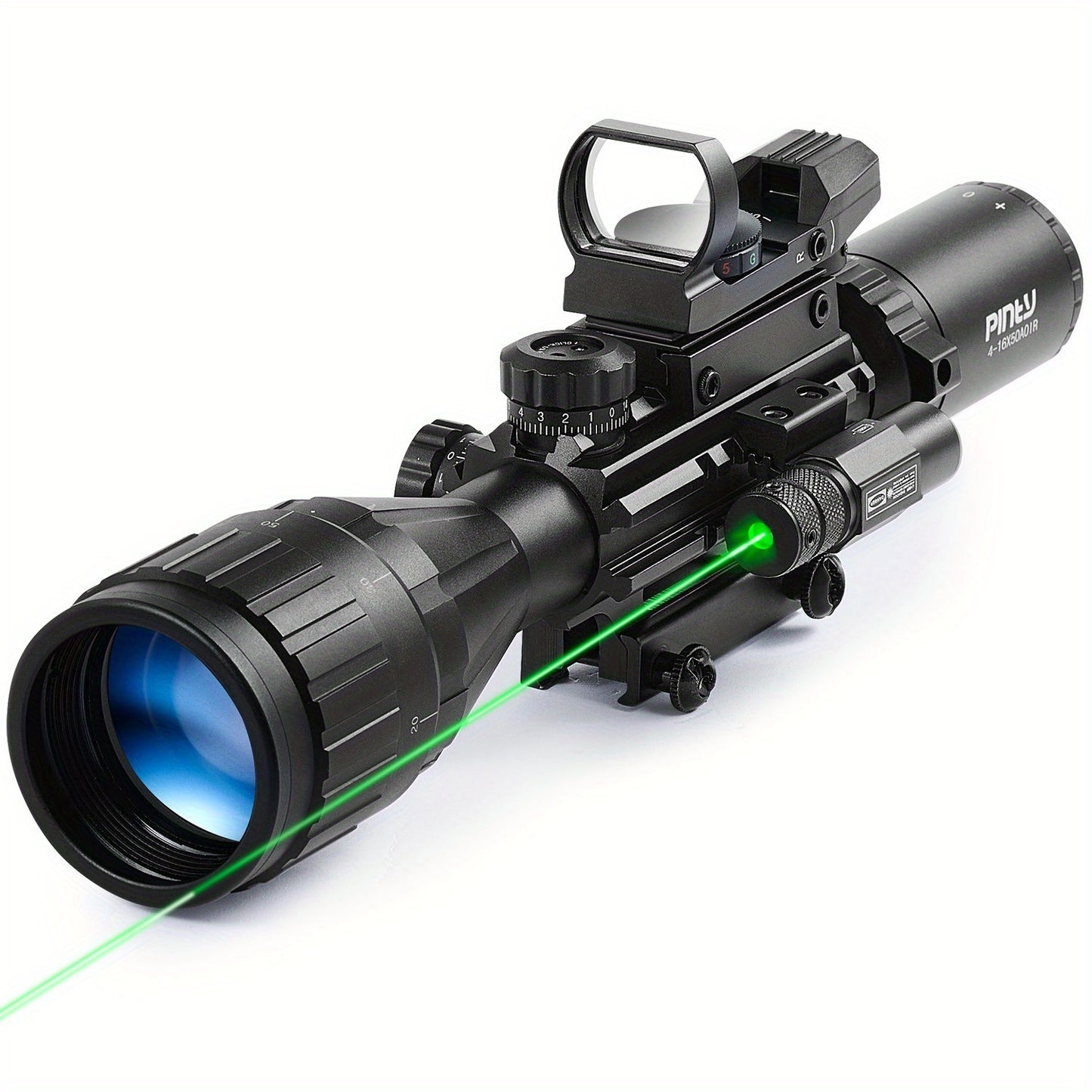 Pinty Rifle Scope With Red Dot And Dual Illuminated Reticle