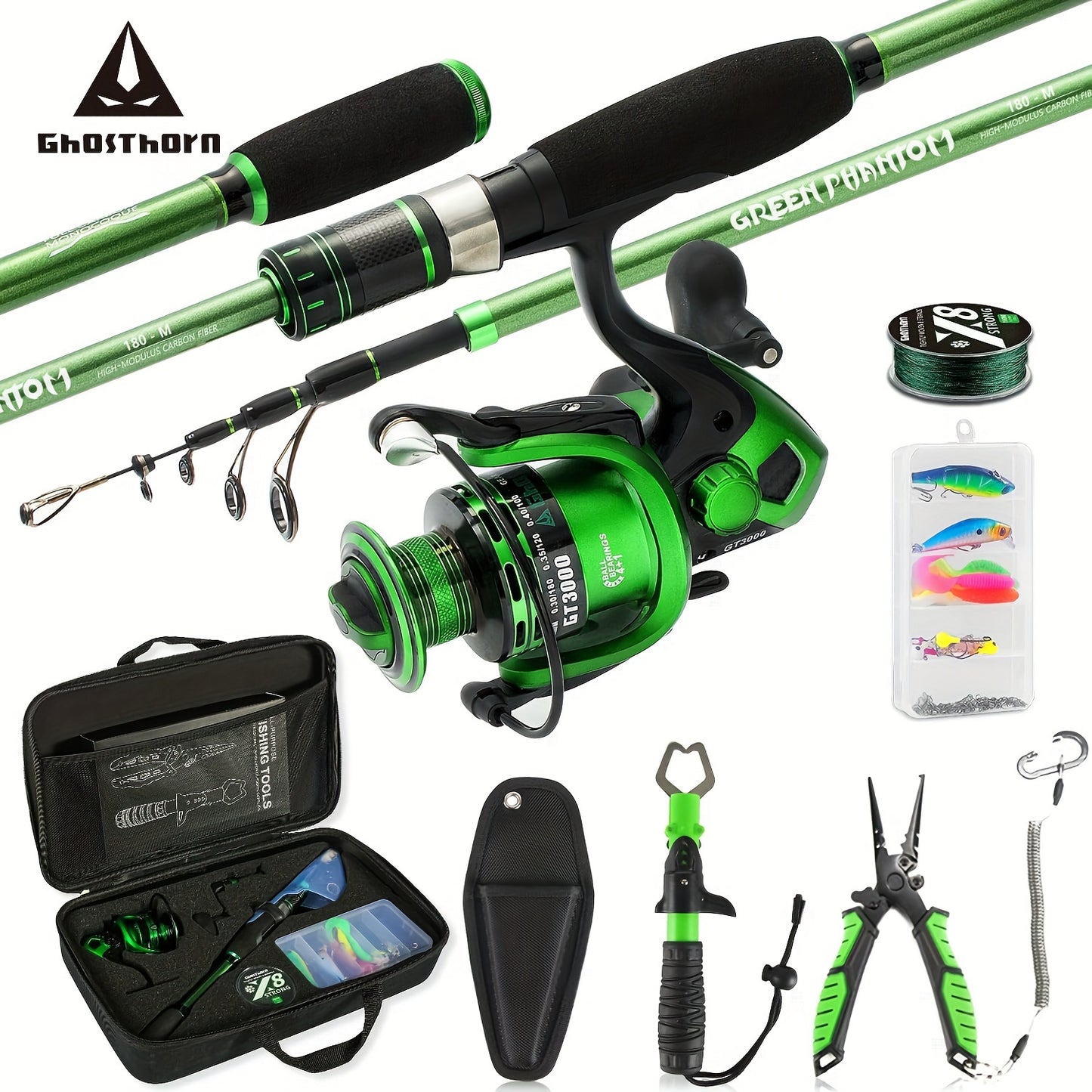 GHOSTHORN Spincast Rod And Reel Combo Telescopic Kit