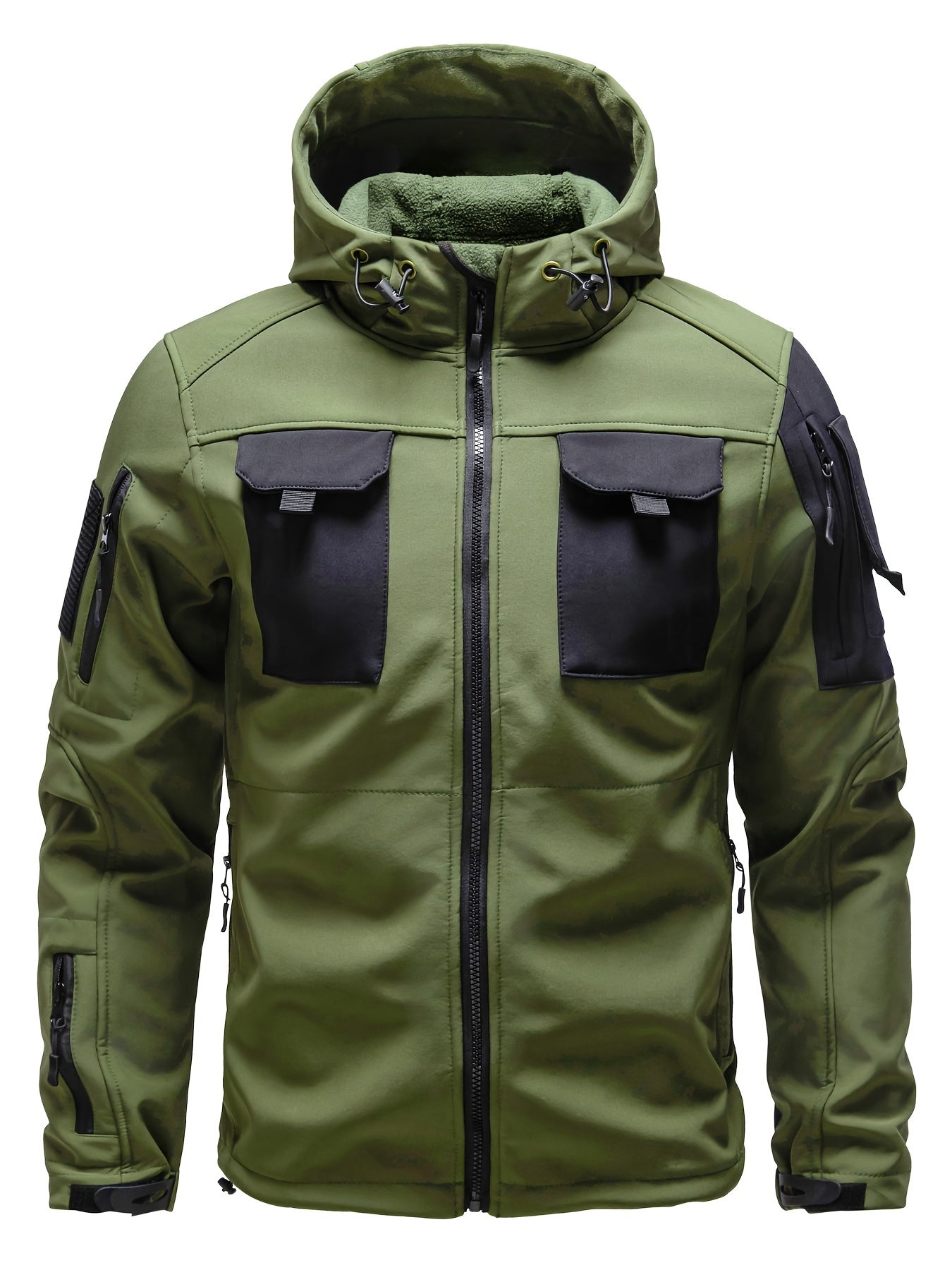 Men's Zippered Hooded Jacket With Pockets For Outdoor
