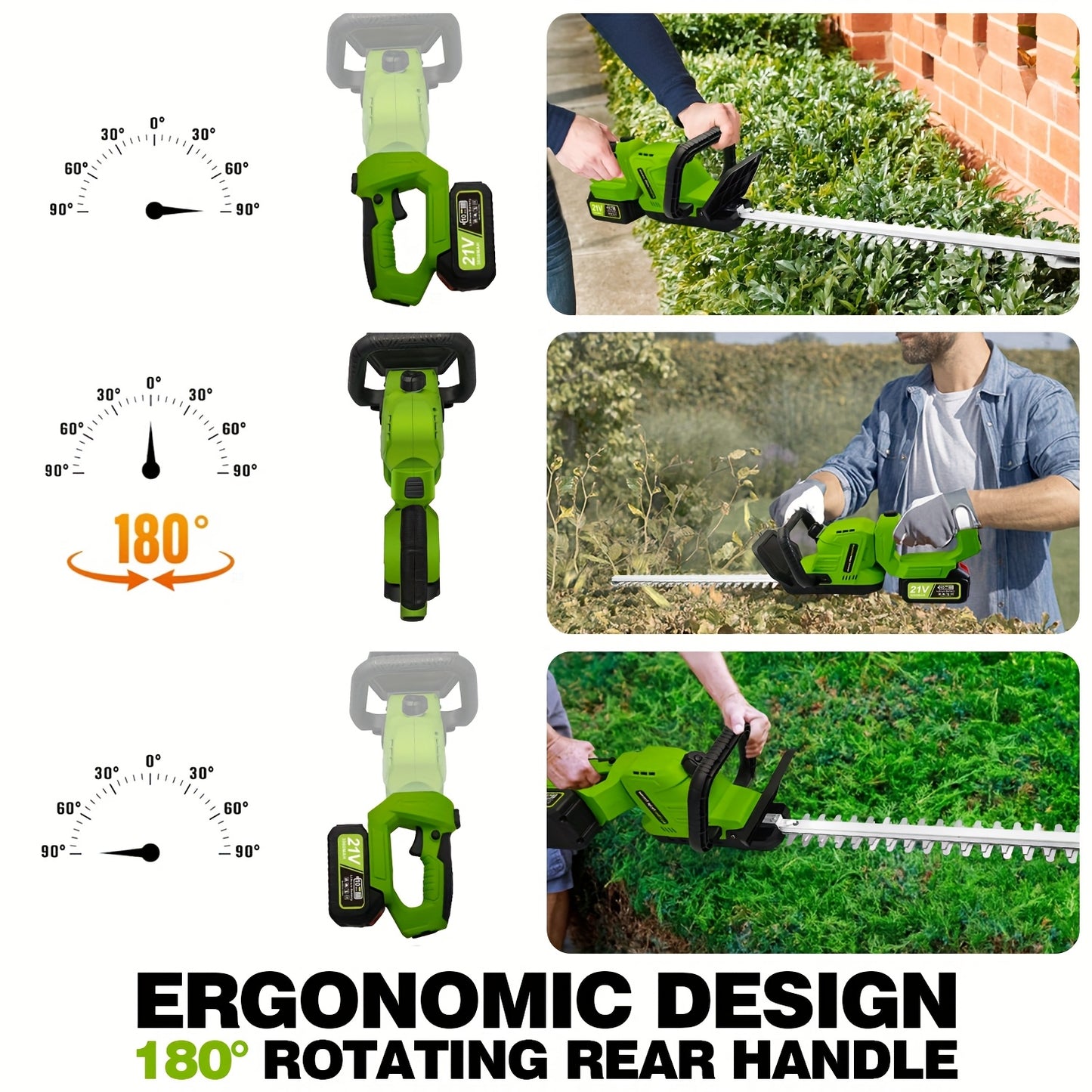 Cordless Hedge Trimmer With Dual Blades And Rechargeable Batteries