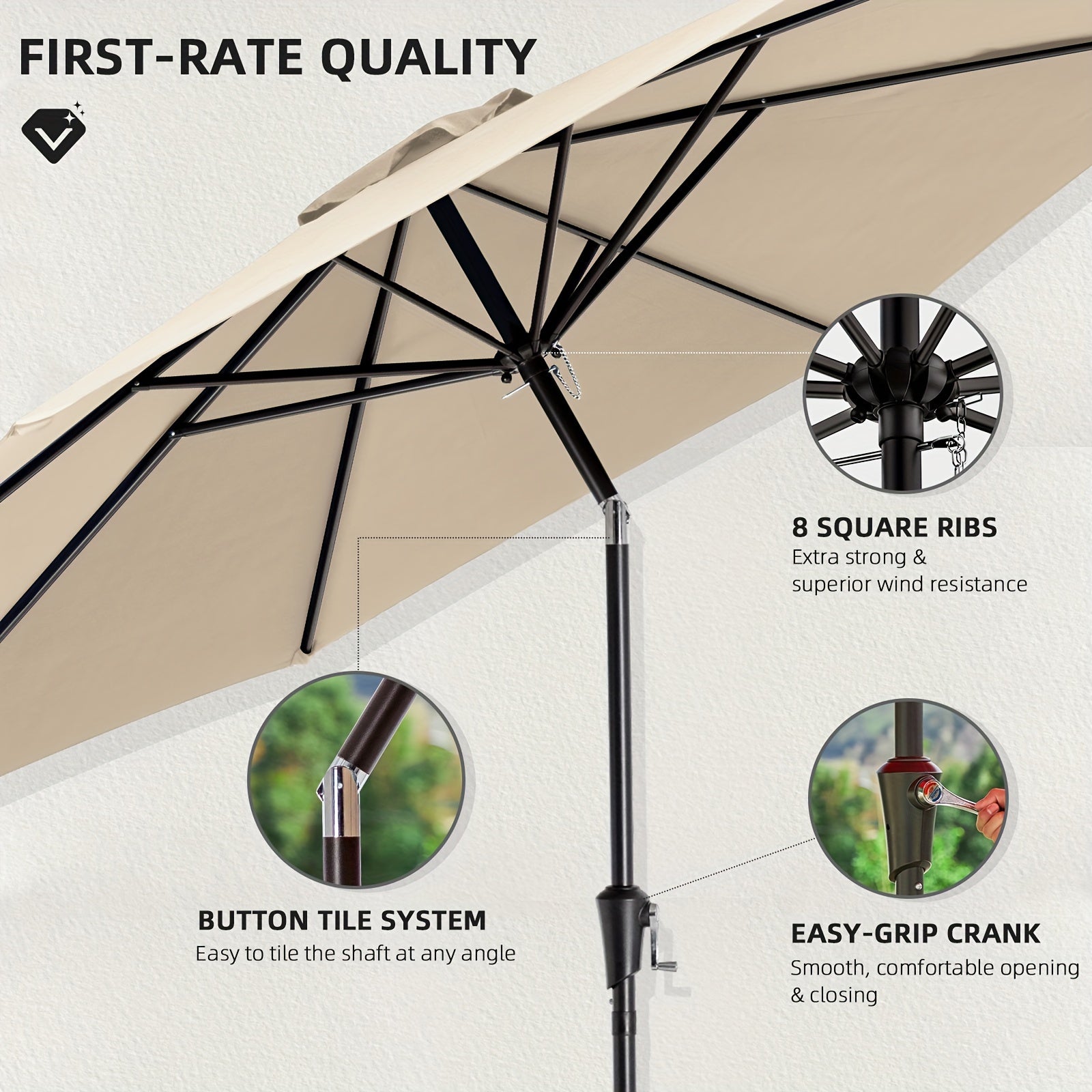 Durable Outdoor Patio Umbrella with Easy Tilt and Crank System - Parry's Picks