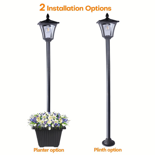 Solar Lamp Post With Planter For Outdoor Garden Lighting