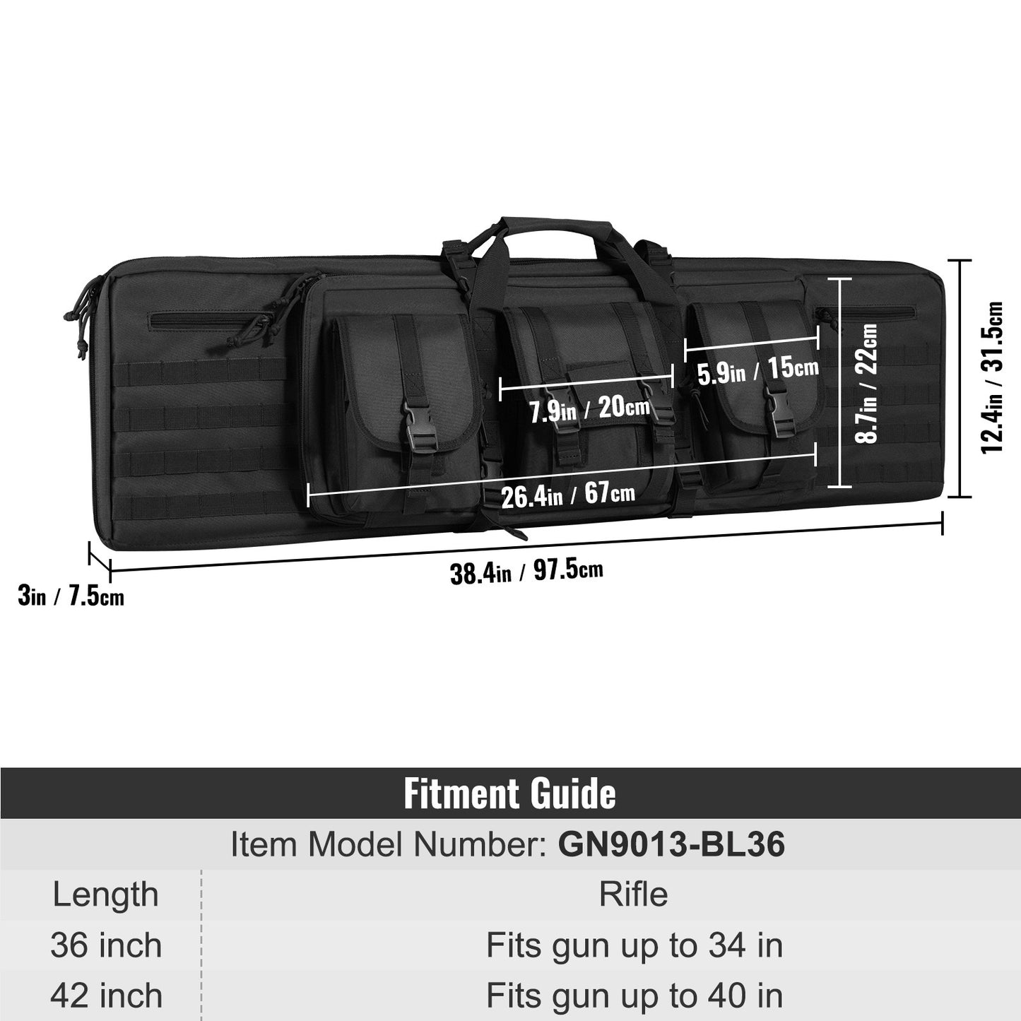 VEVOR Tactical Double Long Gun Bag with Storage Pockets - Parry's Picks