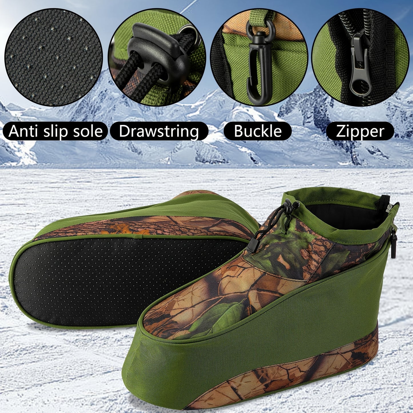Waterproof Camouflage Boot Covers Drawstring Hunting