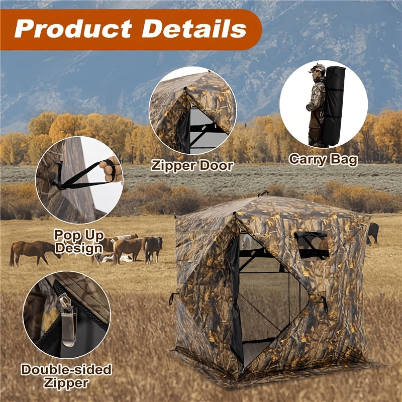 Pop Up Ground Blind Shelter 360 Degree Mesh Windows - Parry's Picks