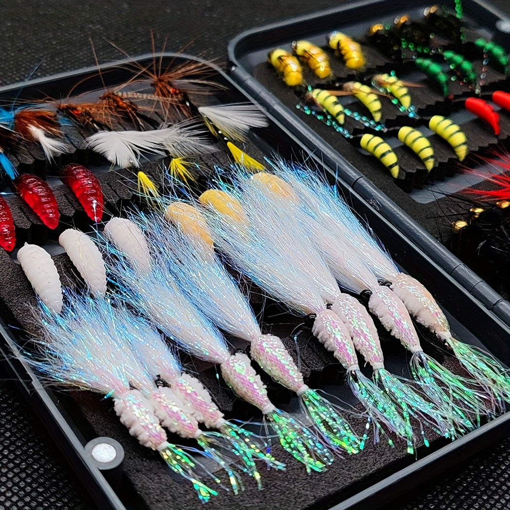 QIEVCRME Heavy Duty Fishing Fly Kit With Dry Wet Flies