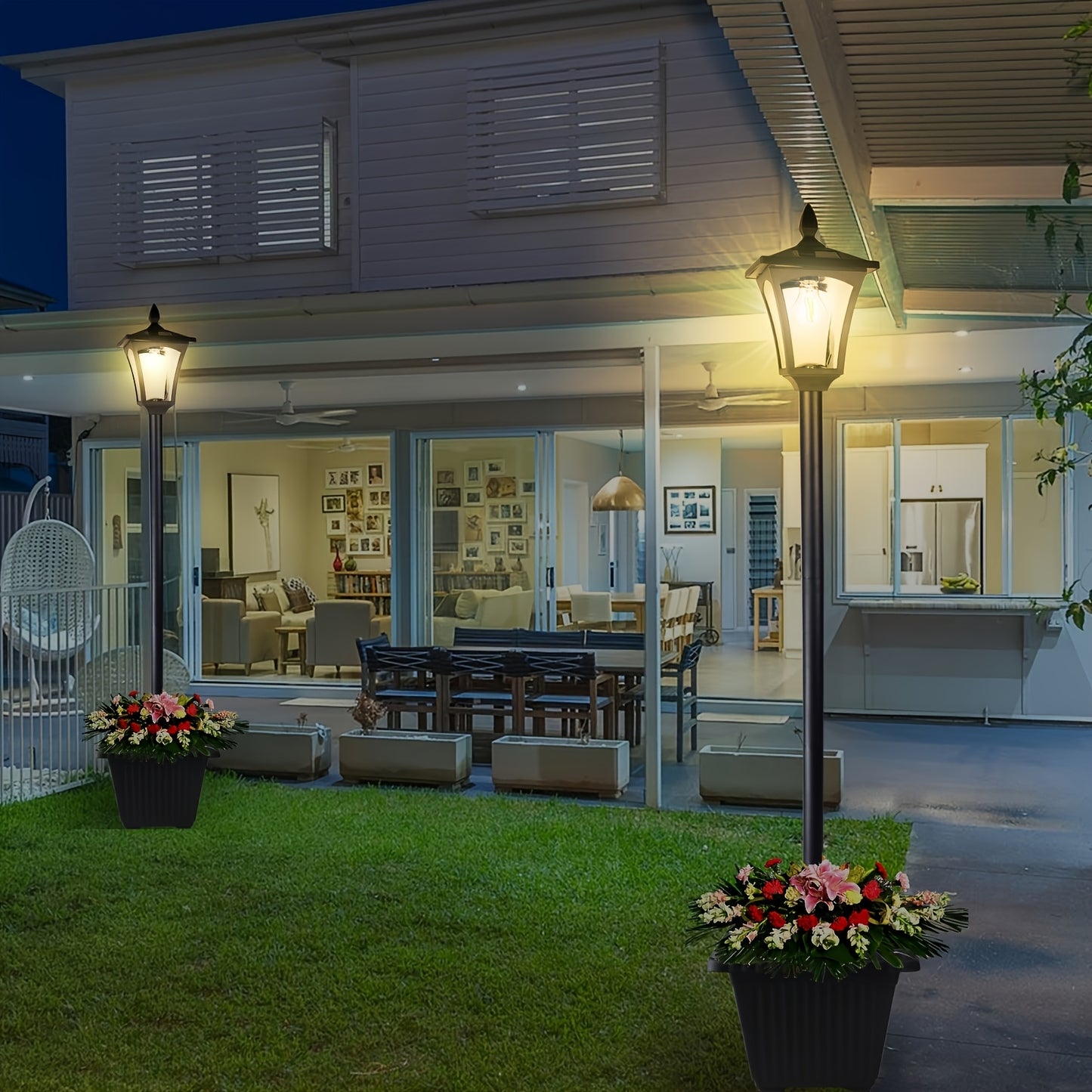 Solar Lamp Post With Planter For Outdoor Garden Lighting
